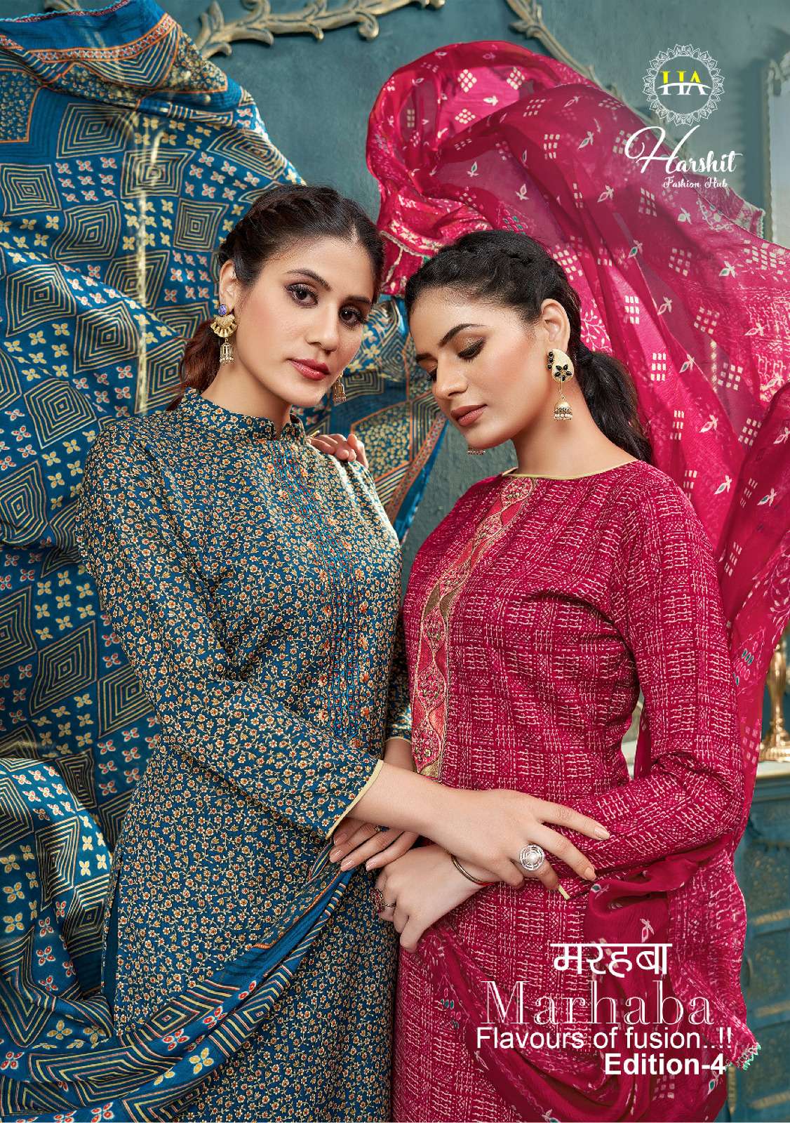 MARHABA EDITION-4 BY ALOK SUIT DESIGNER COTTON SLUB EMBROIDERY DRESSES