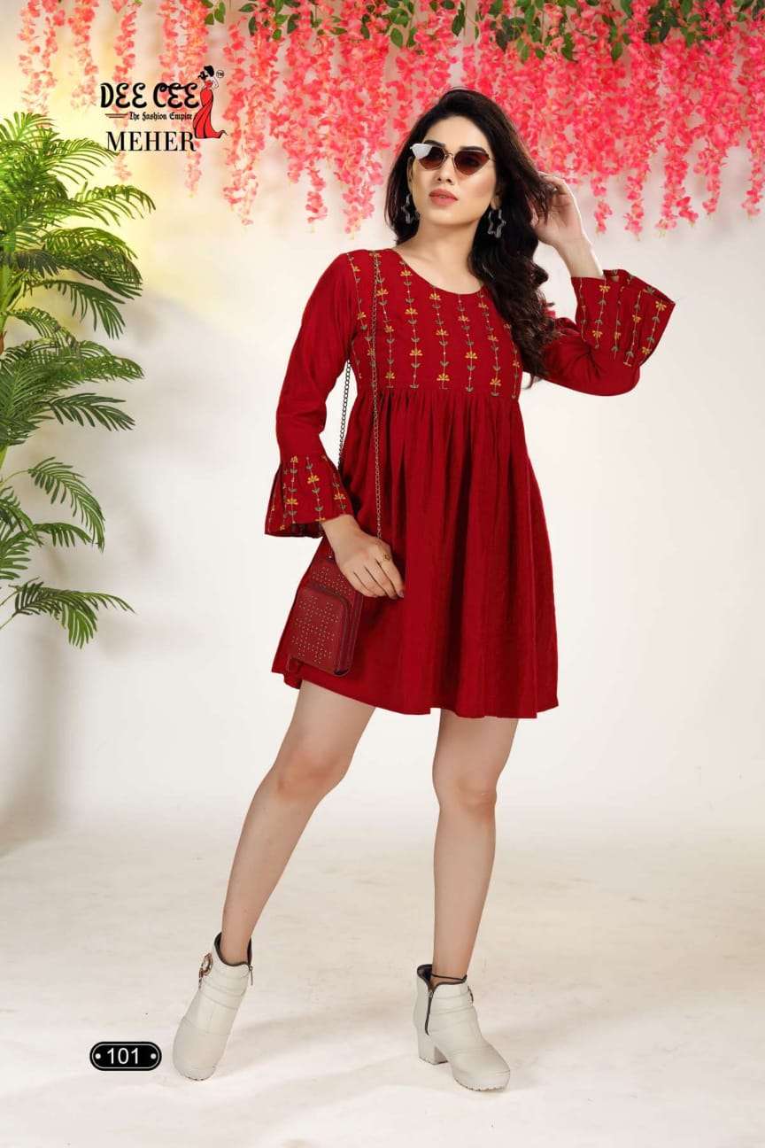 MEHER BY DEE CEE 1001 TO 1006 SERIES DESIGNER FANCY PRINT KURTIS