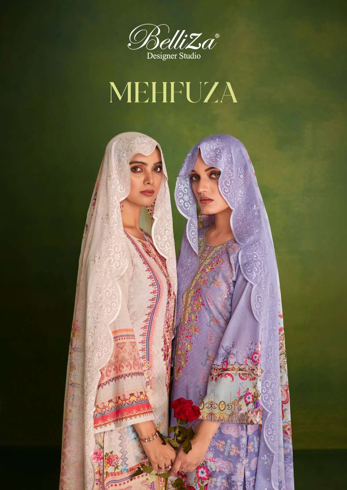 MEHFUZA BY BELLIZA 806-001 TO 806-008 SERIES COTTON EMBROIDERY DRESSES