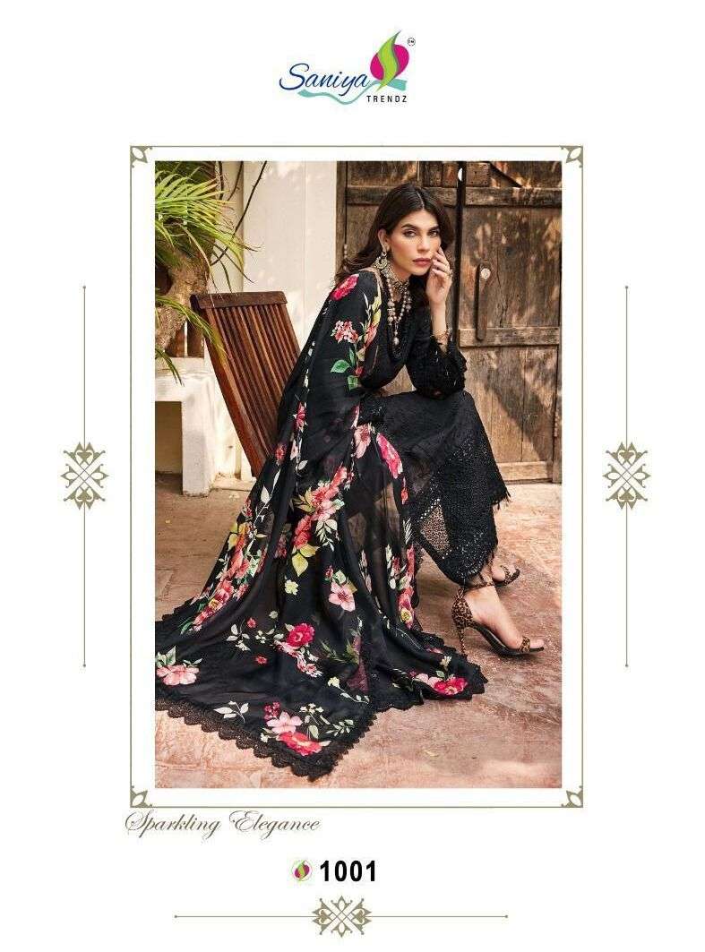 MOTFIZ VOL-1 BY SANIYA TRENDZ 1001 TO 1004 SERIES CAMBRIC EMBROIDERY DRESSES