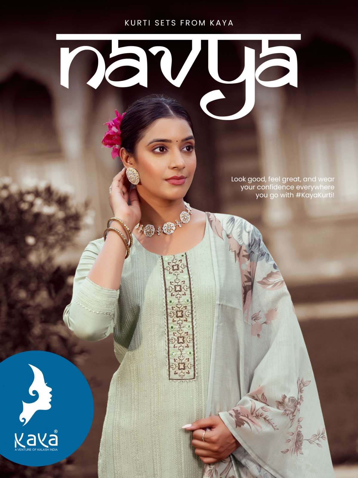 NAVYA BY KAYA 01 TO 06 SERIES DESIGNER CHINON CROCHET PRINTED DRESSES