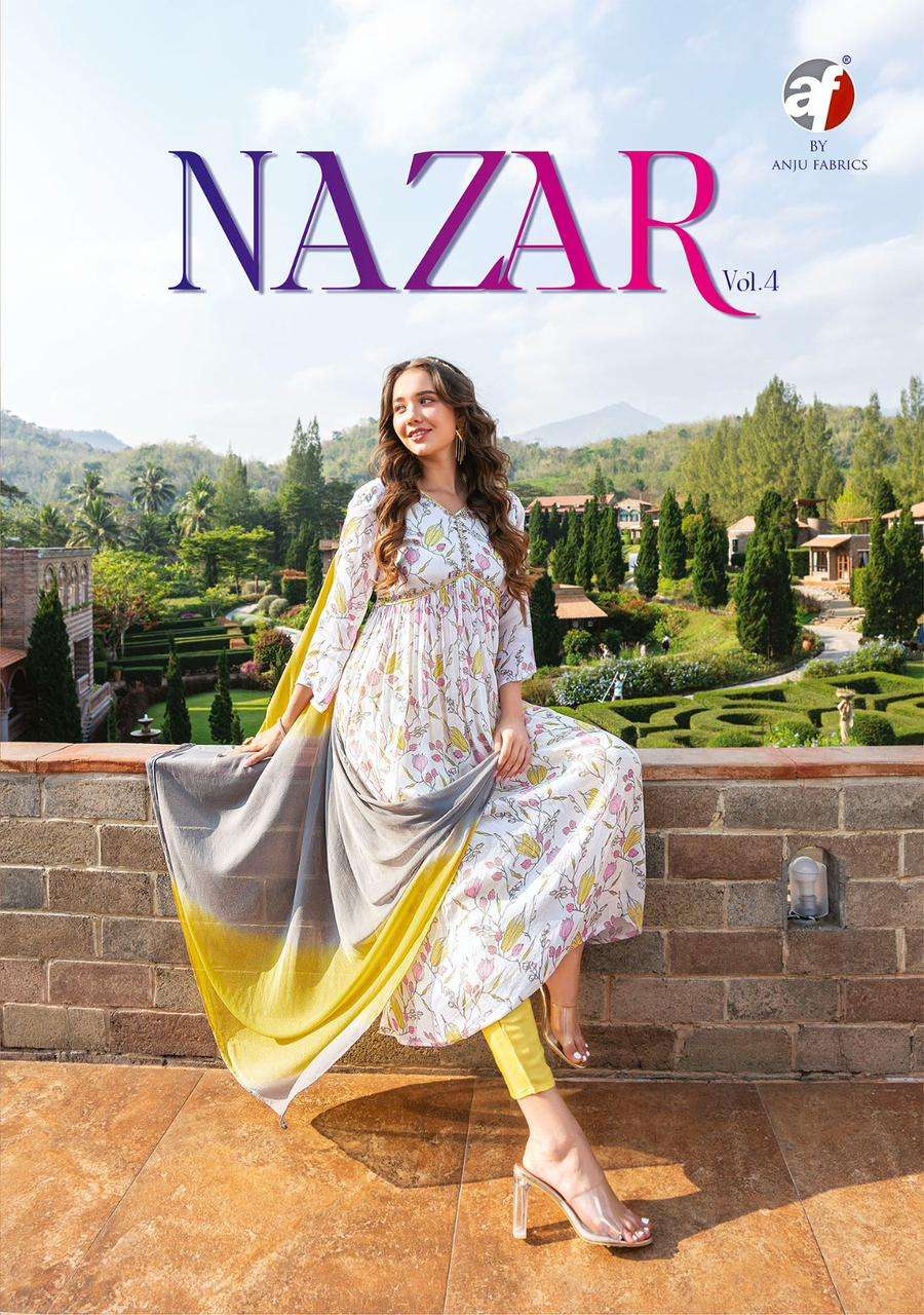 NAZAR VOL-4 BY ANJU FABRICS 7291 TO 7296 SERIES CHINON DRESSES