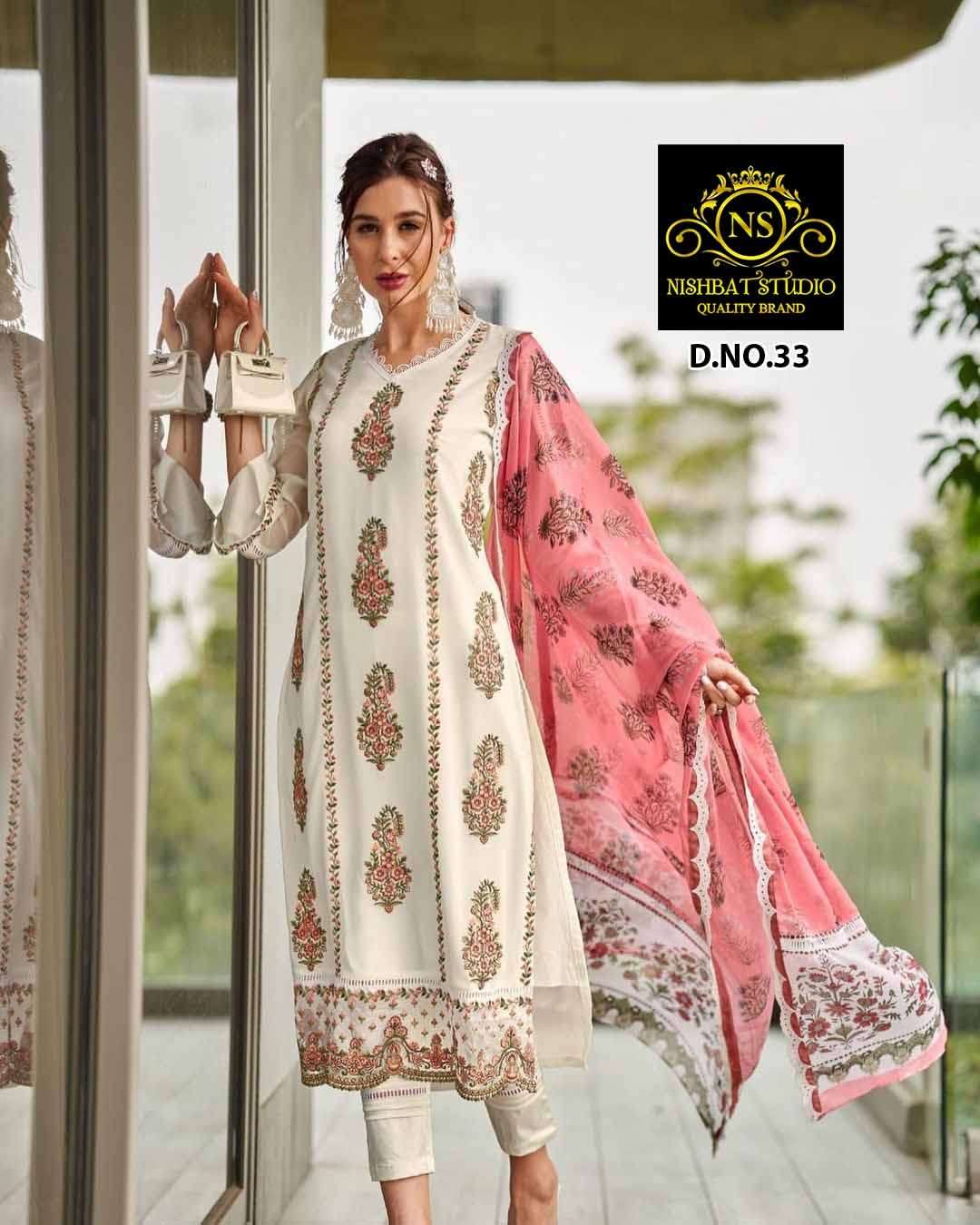 NISHBAT STUDIO 33 COLOURS BY ASLIWHOLESALE GEORGETTE EMBROIDERY PAKISTANI DRESS