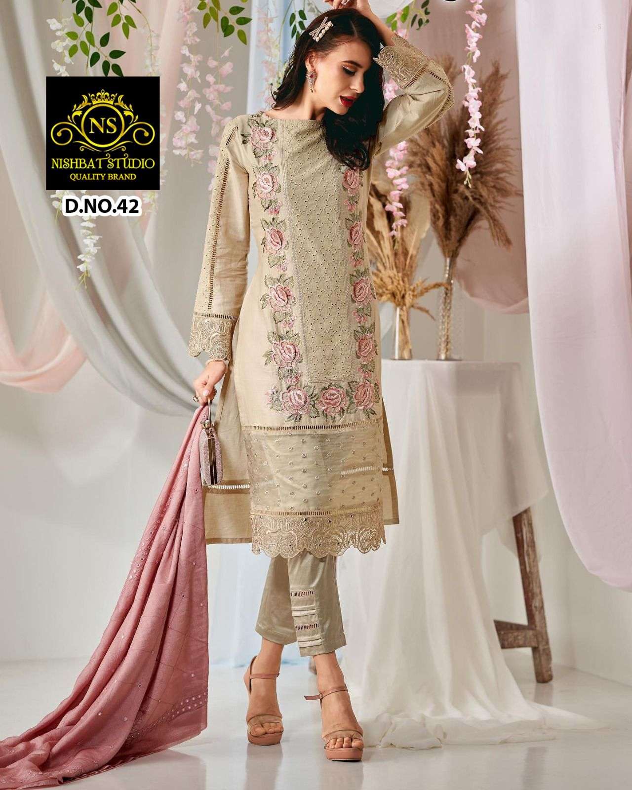 NISHBAT STUDIO 42 COLOURS BY ASLIWHOLESALE GEORGETTE EMBROIDERY PAKISTANI DRESS