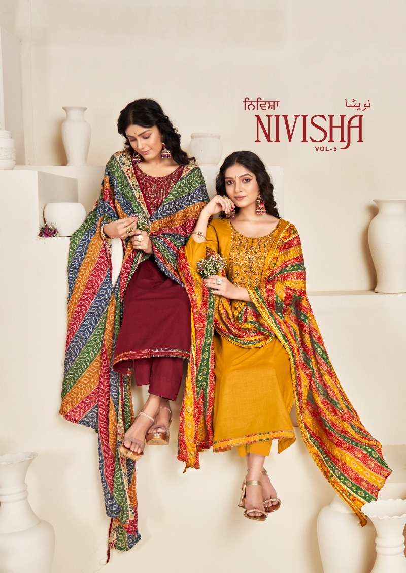 NIVISHA VOL-5 BY LEVISHA 313 TO 318 SERIES RAYON SLUB PAKISTANI PRINT DRESSES