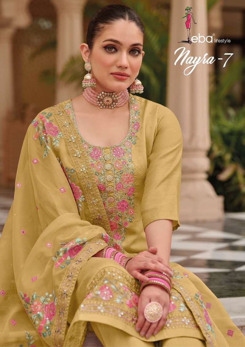 NYRA VOL-7 BY EBA LIFESTYLE 1571 TO 1574 SERIES PURE VISCOSE SILK EMBROIDERY DRESSES