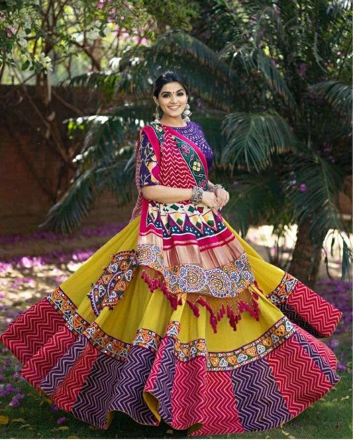 PC-086 BY ASLIWHOLESALE DESIGNER FANCY BUTTER SILK NAVRATRI LEHENGAS