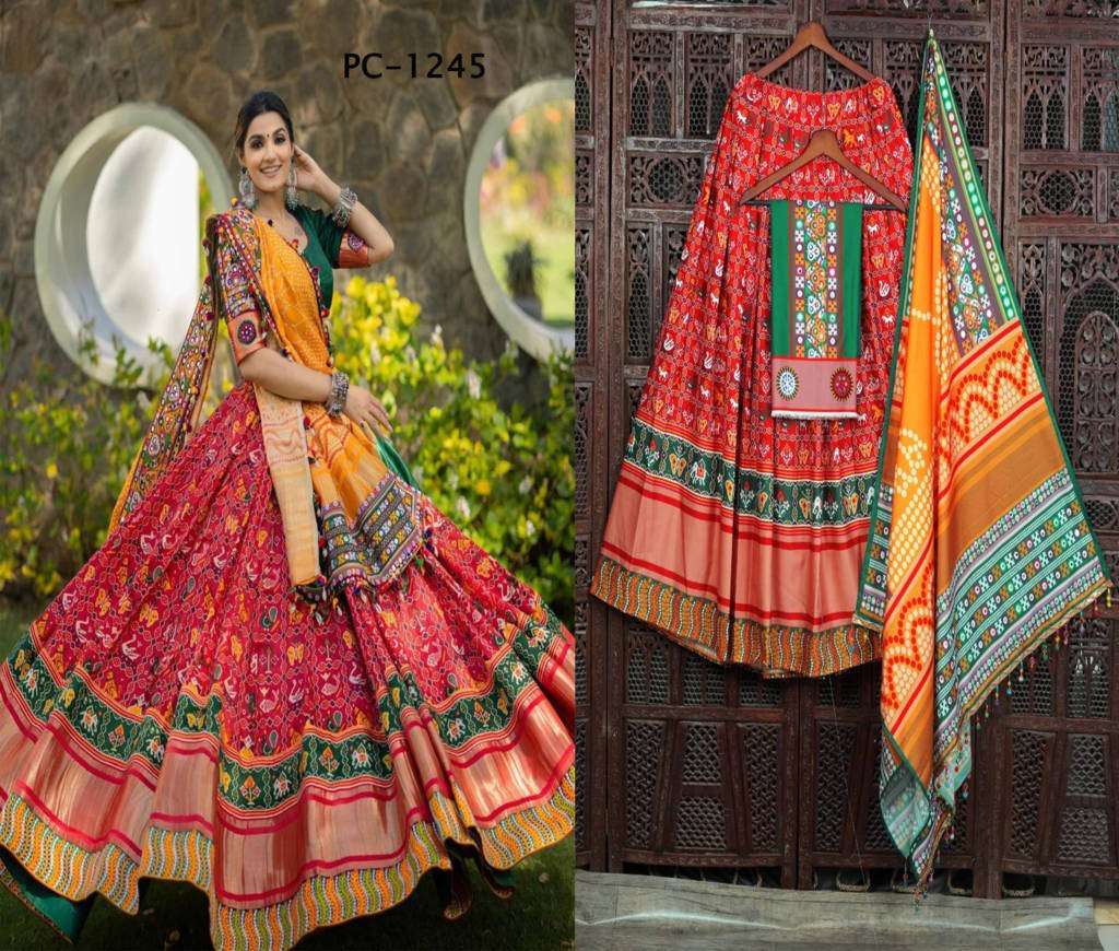 PC-1245 BY ASLIWHOLESALE DESIGNER FANCY CHINON SILK NAVRATRI LEHENGAS