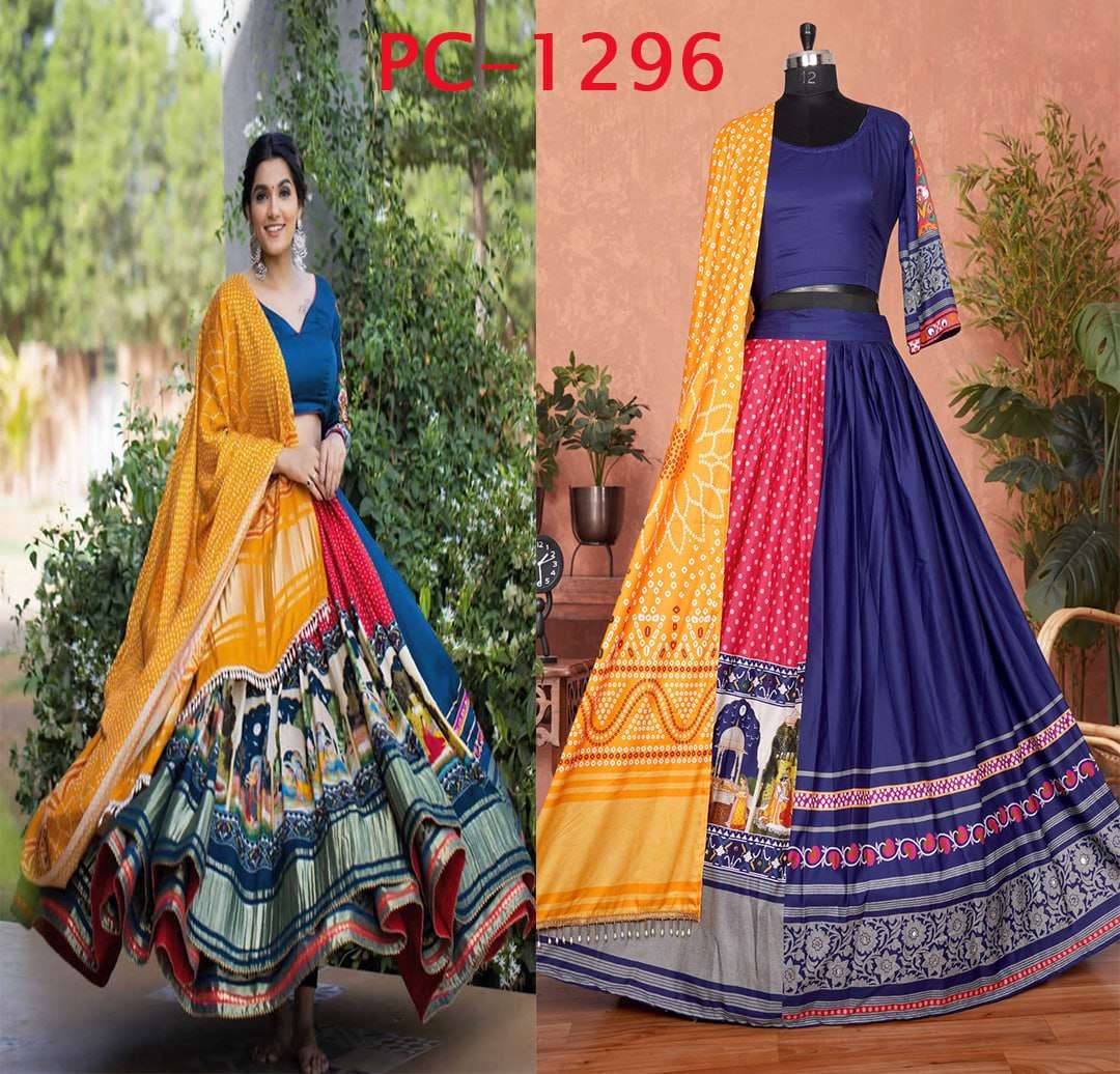 PC-1296 BY ASLIWHOLESALE DESIGNER FANCY CHINON SILK NAVRATRI LEHENGAS