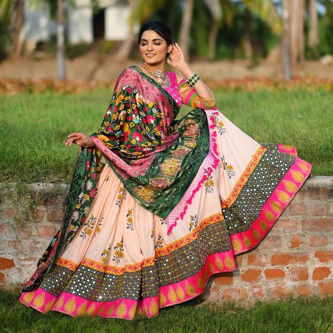 PC-1335 BY ASLIWHOLESALE DESIGNER FANCY BUTTER SILK NAVRATRI LEHENGAS