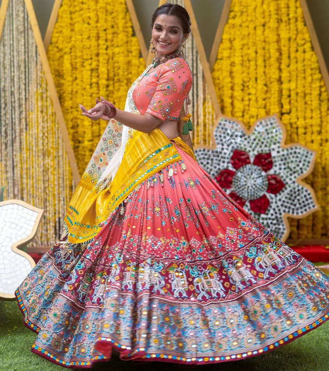 PC-1344 BY ASLIWHOLESALE DESIGNER FANCY CHINON SILK NAVRATRI LEHENGAS