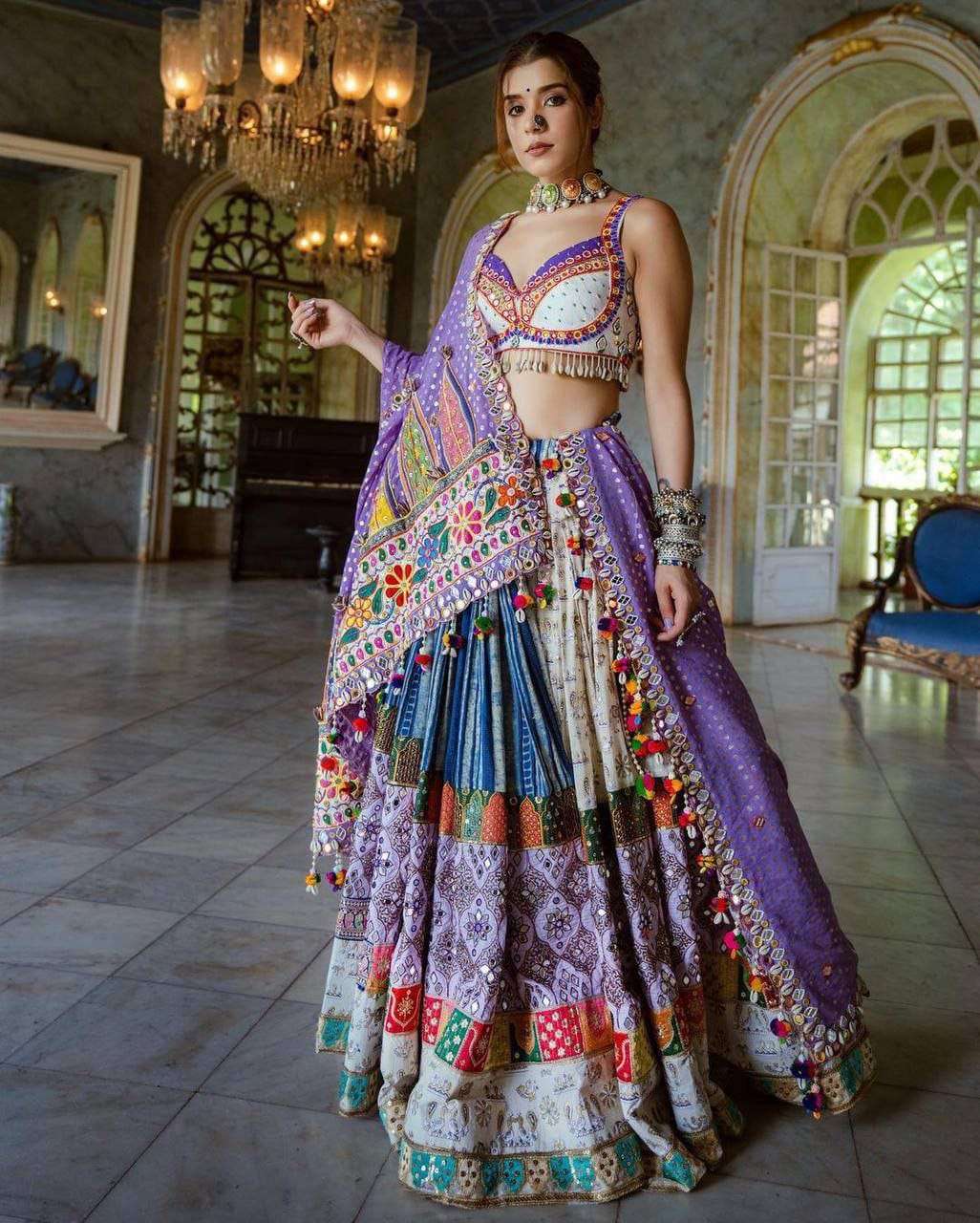 PC-1351 BY ASLIWHOLESALE DESIGNER FANCY BUTTER SILK NAVRATRI LEHENGAS