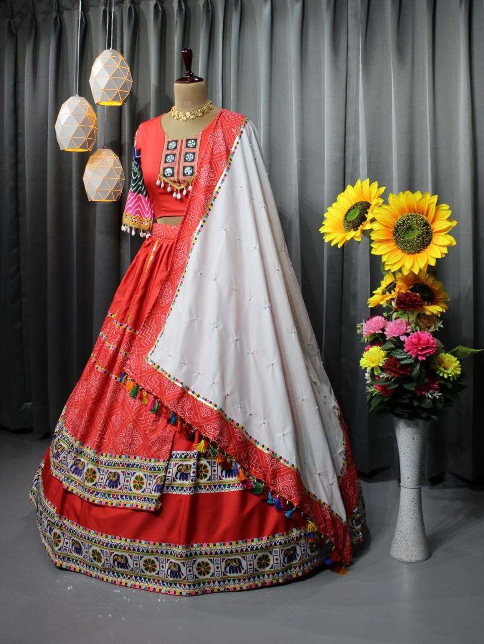 PC-1377 BY ASLIWHOLESALE DESIGNER FANCY BUTTER SILK NAVRATRI LEHENGAS