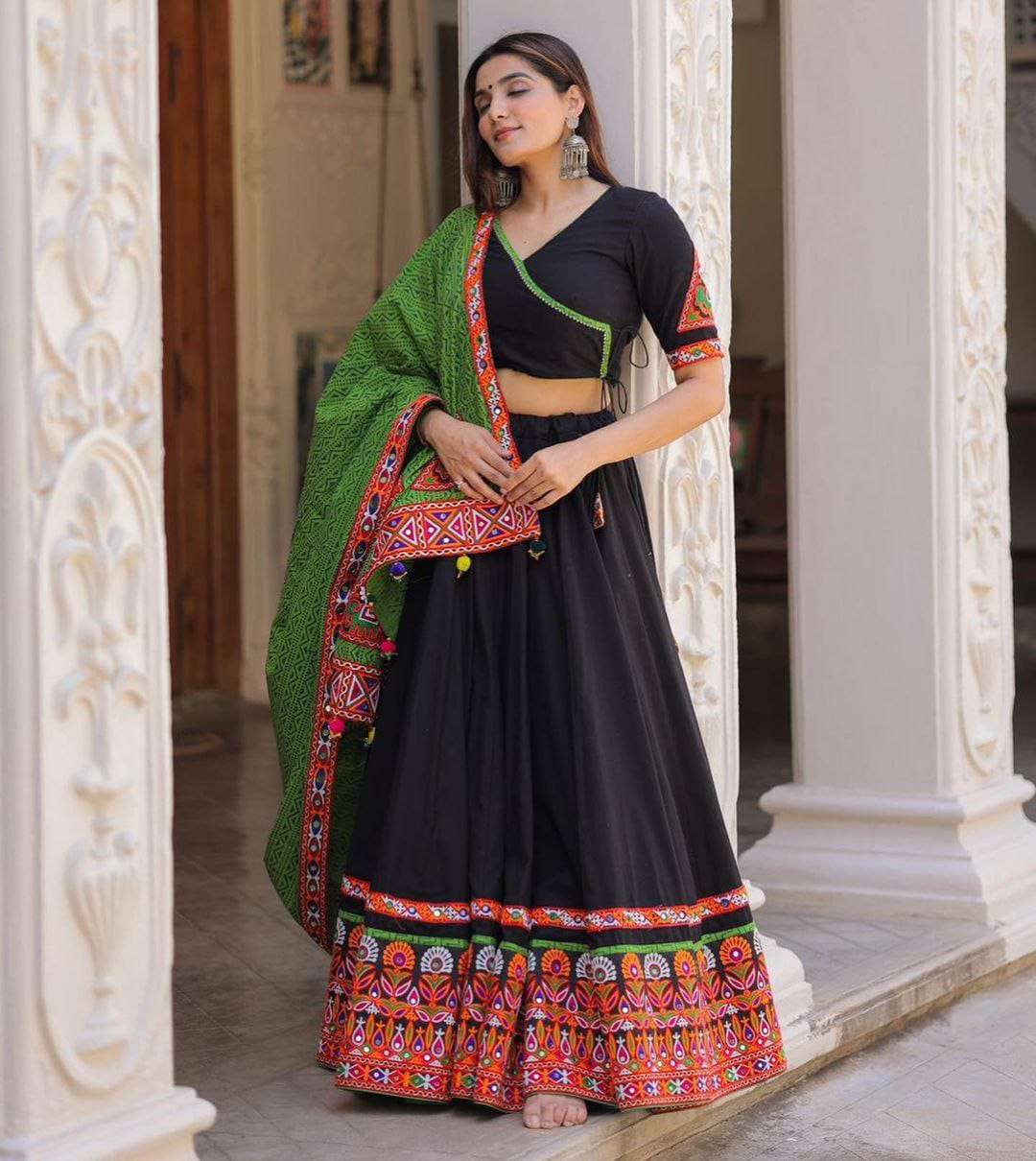 PC-1381 BY ASLIWHOLESALE DESIGNER FANCY BUTTER SILK NAVRATRI LEHENGAS