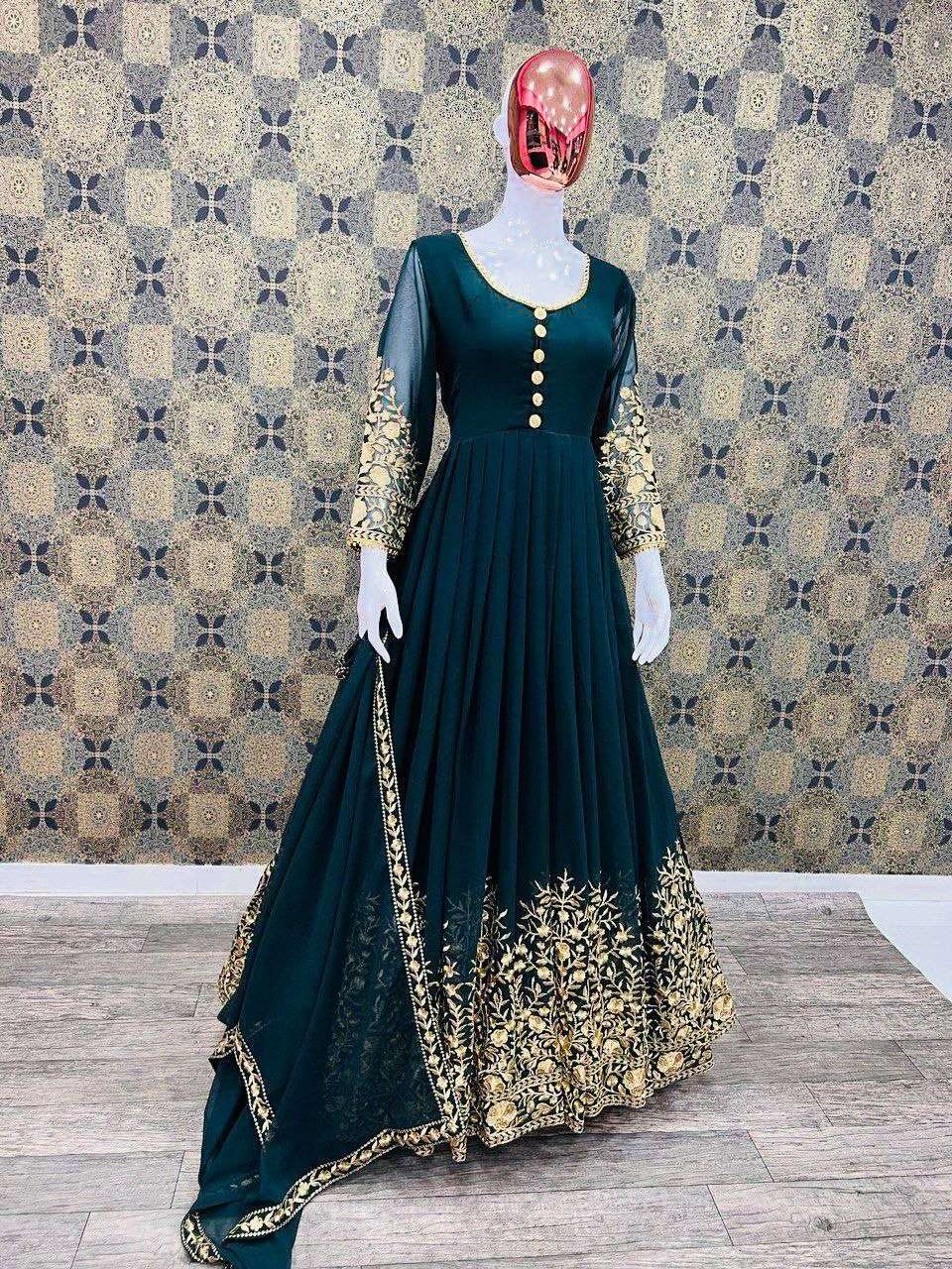 PC-166 HIT DESIGN BY ASLIWHOLESALE DESIGNER FAUX GEORGETTE GOWN