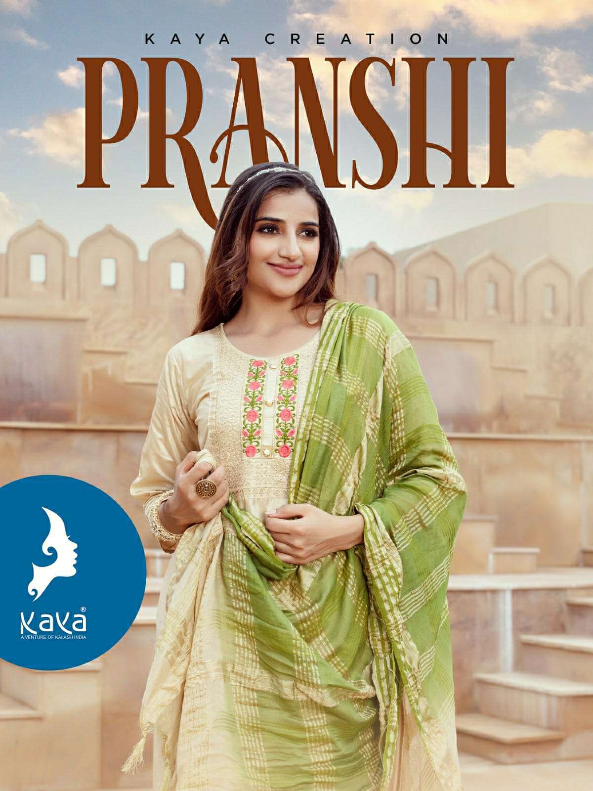 PRANSHI BY KAYA 01 TO 08 SERIES DESIGNER CHANDERI SILK PRINTED DRESSES