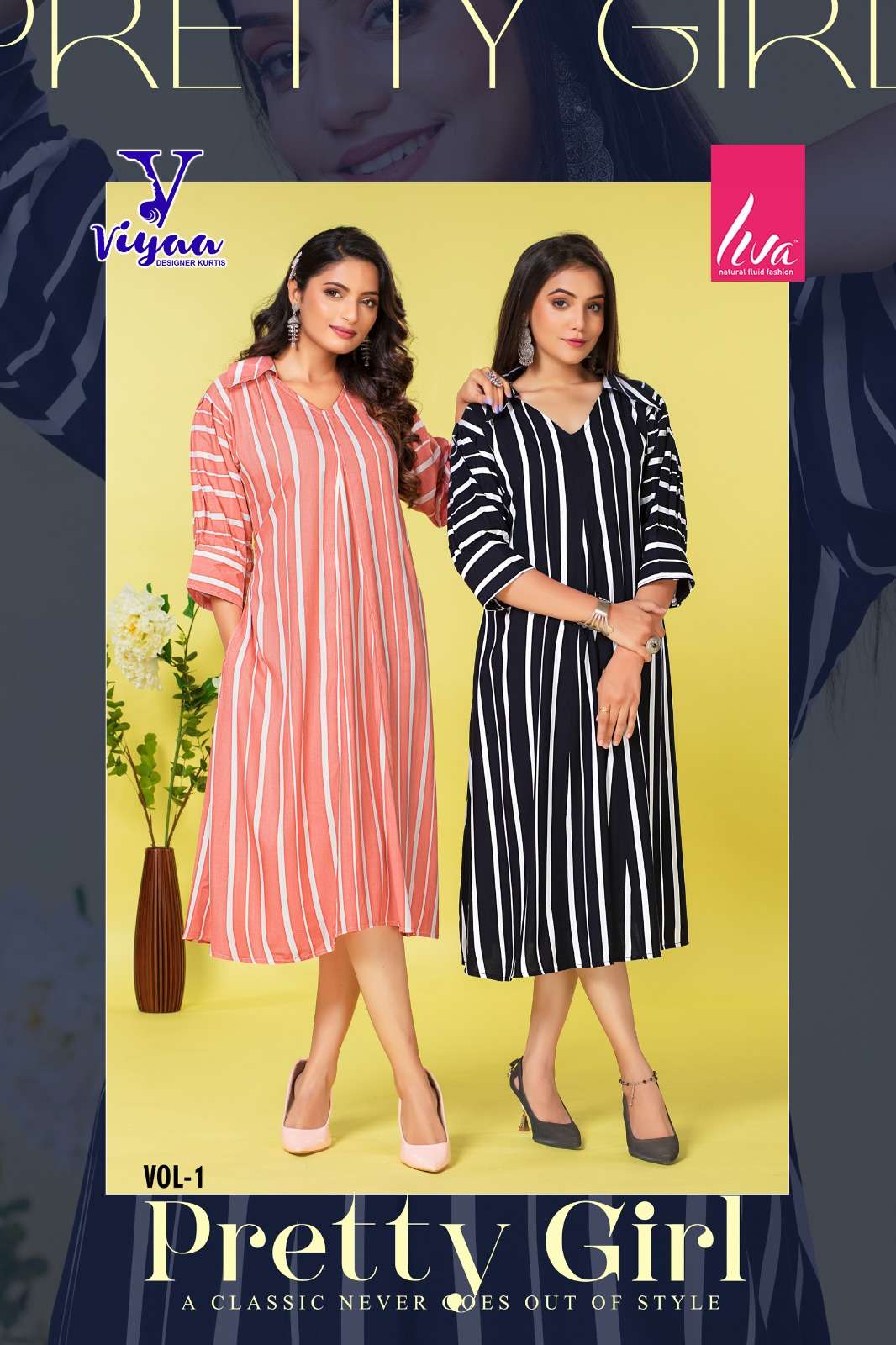 PRETTY GIRL VOL-01 BY VIYAA 1001 TO 1008 SERIES RAYON KURTIS