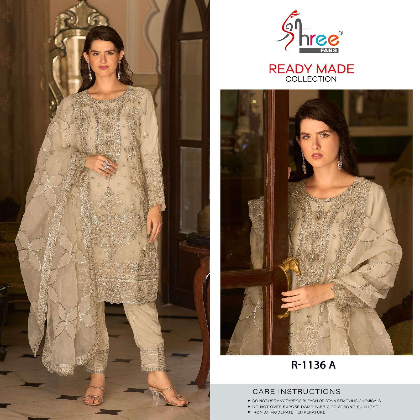 R-1136 COLOURS BY SHREE FABS ORGANZA EMBROIDERY STITCHED PAKISTANI DRESSES