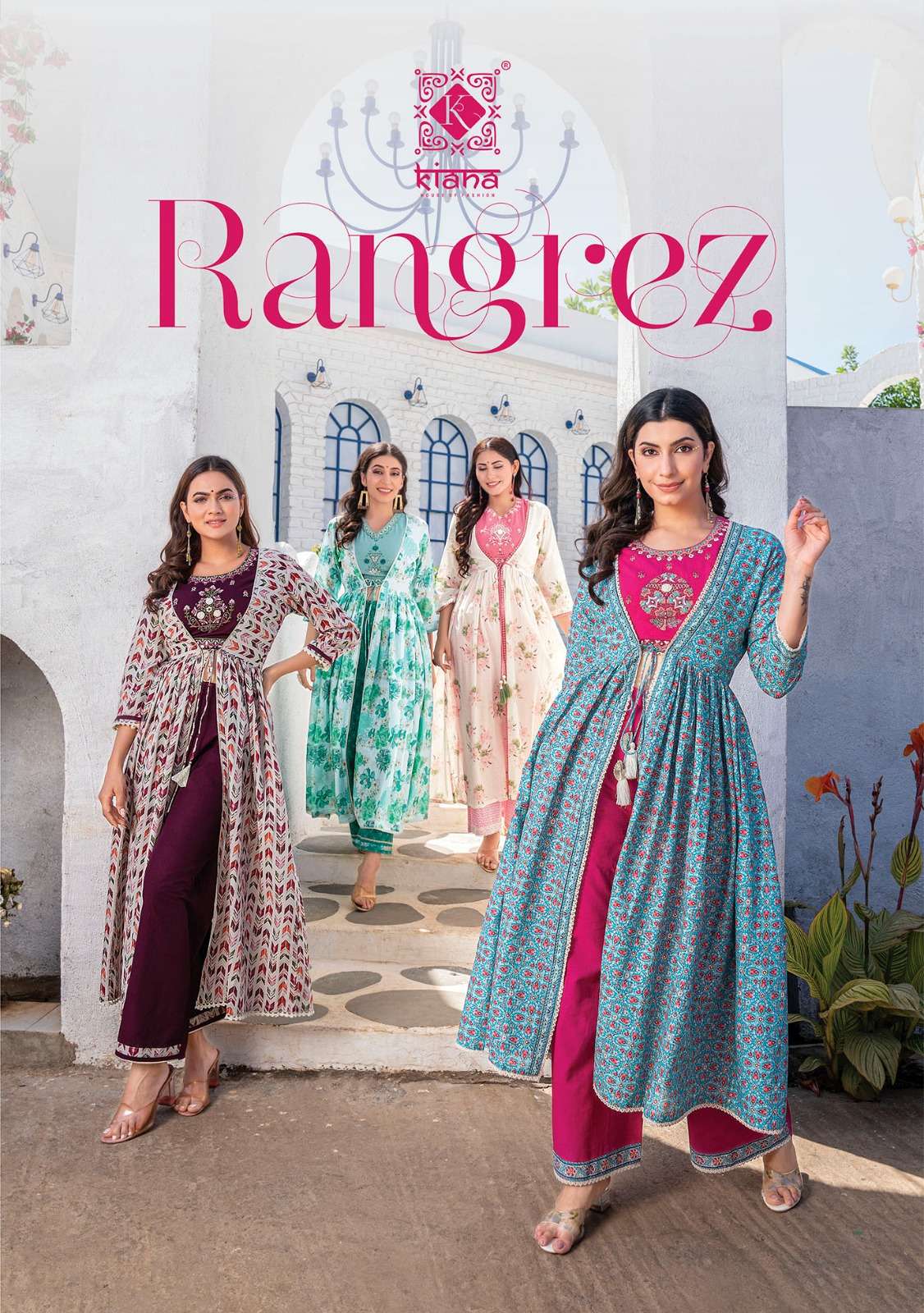 RANGREZ BY KIANA 101 TO 106 SERIES COTTON PRINT EMBROIDERY DRESS WITH JACKET