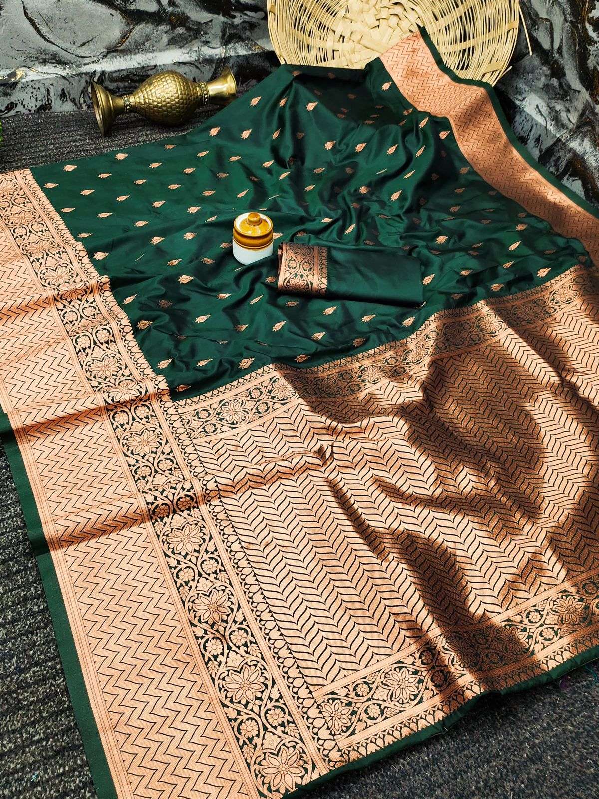 RIVAAZ SILK BY ASLIWHOLESALE DESIGNER COPPER ZARI SOFT SILK SAREES