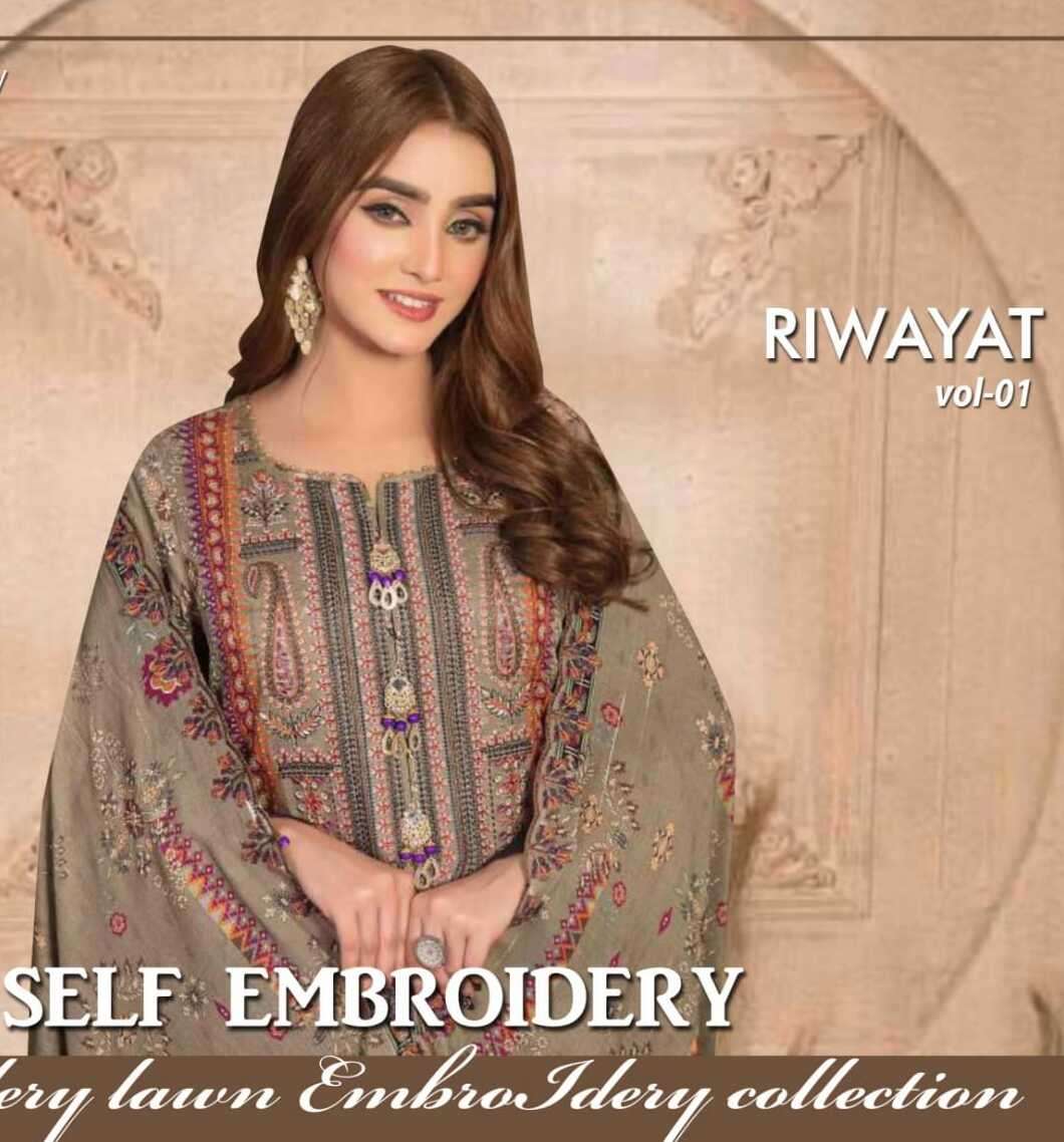 RIWAYAT VOL-1 BY AGHA NOOR 1001 TO 1010 SERIES LAWN COTTON DRESSES