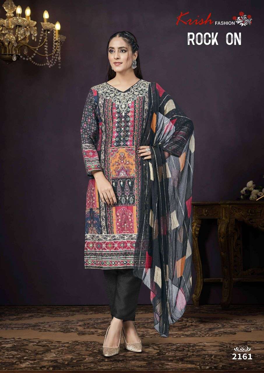 ROCK ON 2161 BY KRISH FASHION DESIGNER MUSLIN HANDWORK DRESSES