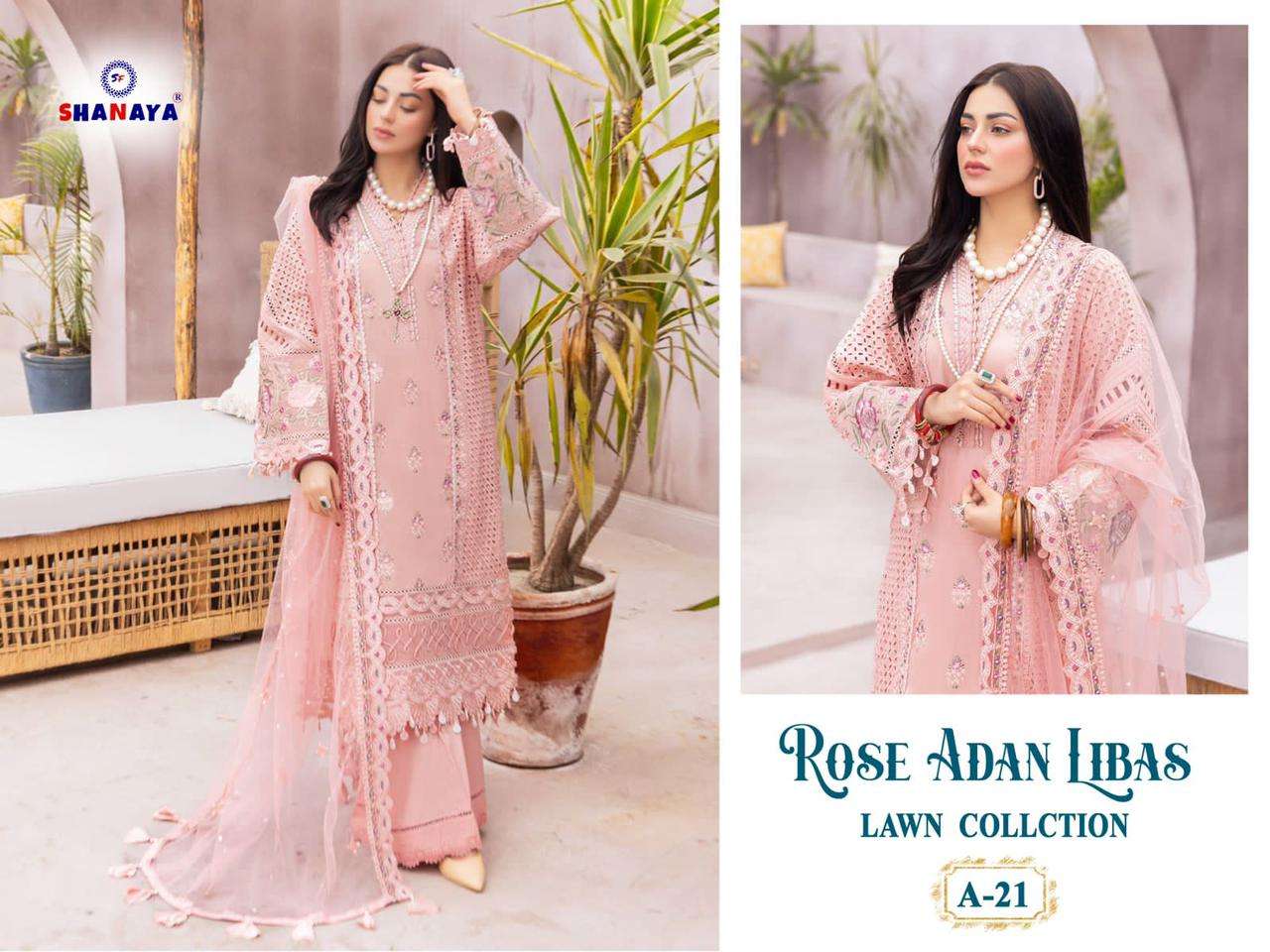 ROSE ADAN LIBAS BY SHANAYA FASHION DESIGNER COTTON PAKISTANI DRESS