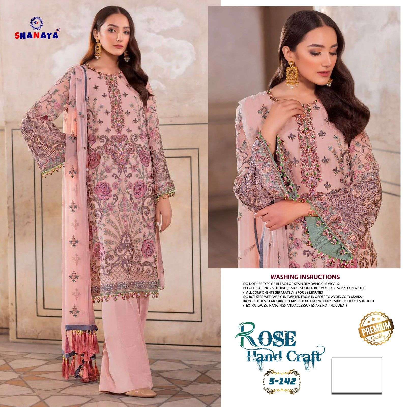 ROSE HANDCRAFTED S-142 BY SHANAYA FASHION FAUX GEORGETTE PAKISTANI DRESS