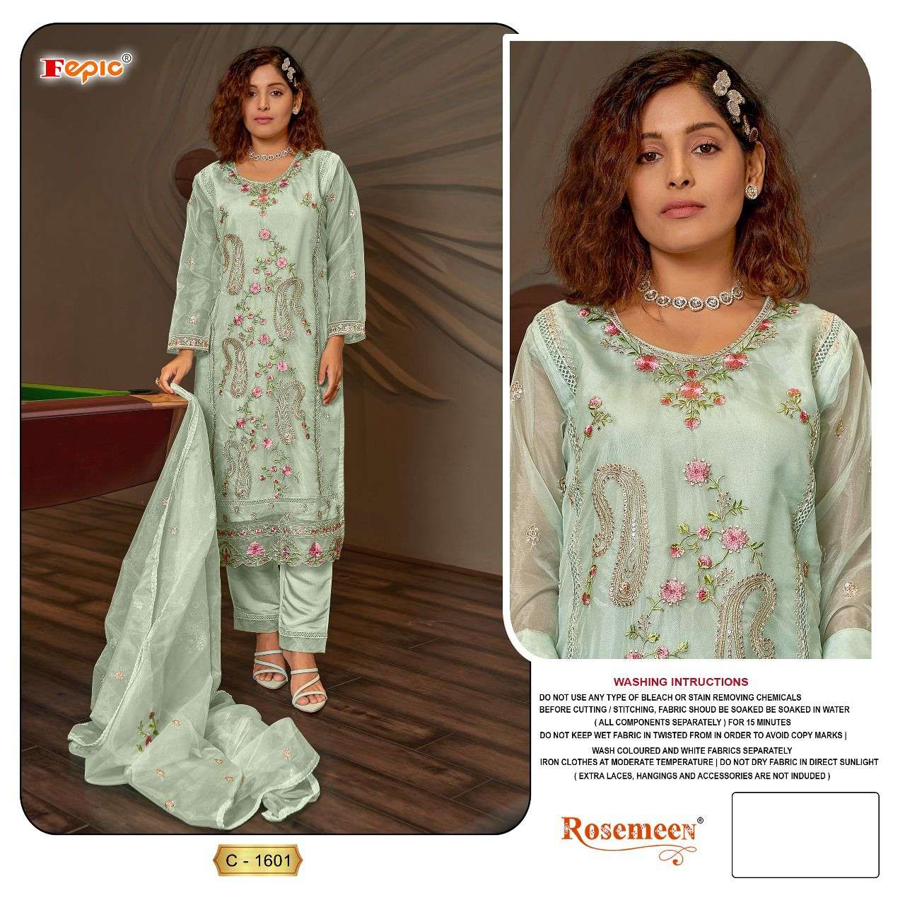 ROSEMEEN C-1601 COLOURS BY FEPIC DESIGNER ORGANZA PAKISTANI DRESSES