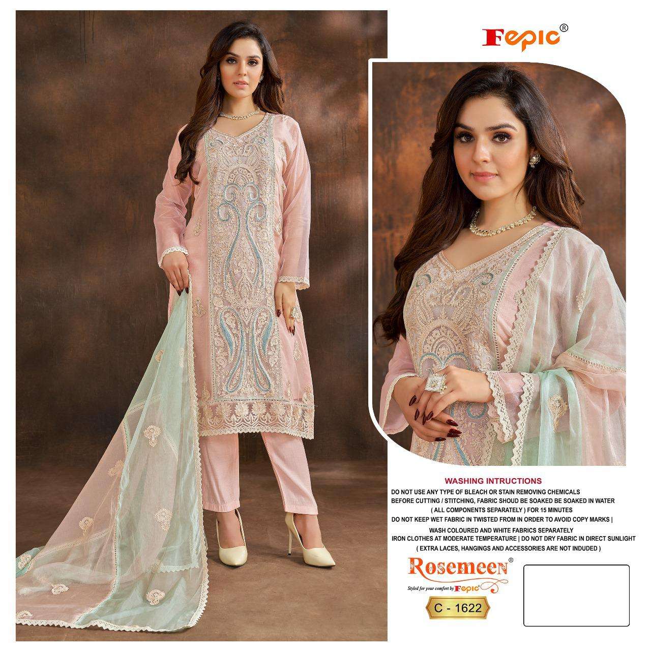 ROSEMEEN C-1622 COLOURS BY FEPIC DESIGNER ORGANZA PAKISTANI DRESSES