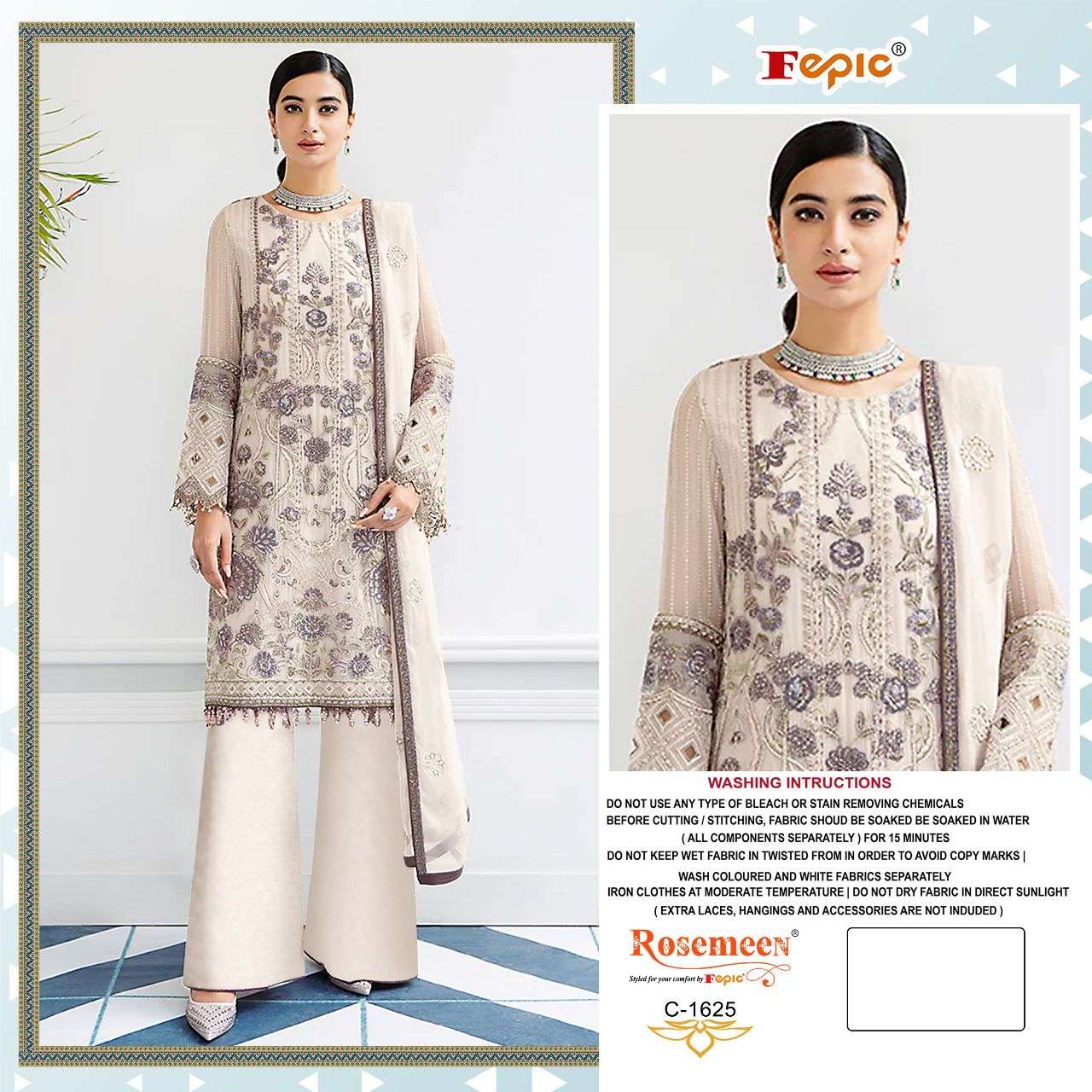 ROSEMEEN C-1625 HIT DESIGN BY FEPIC GEORGETTE EMBROIDERED PAKISTANI DRESS