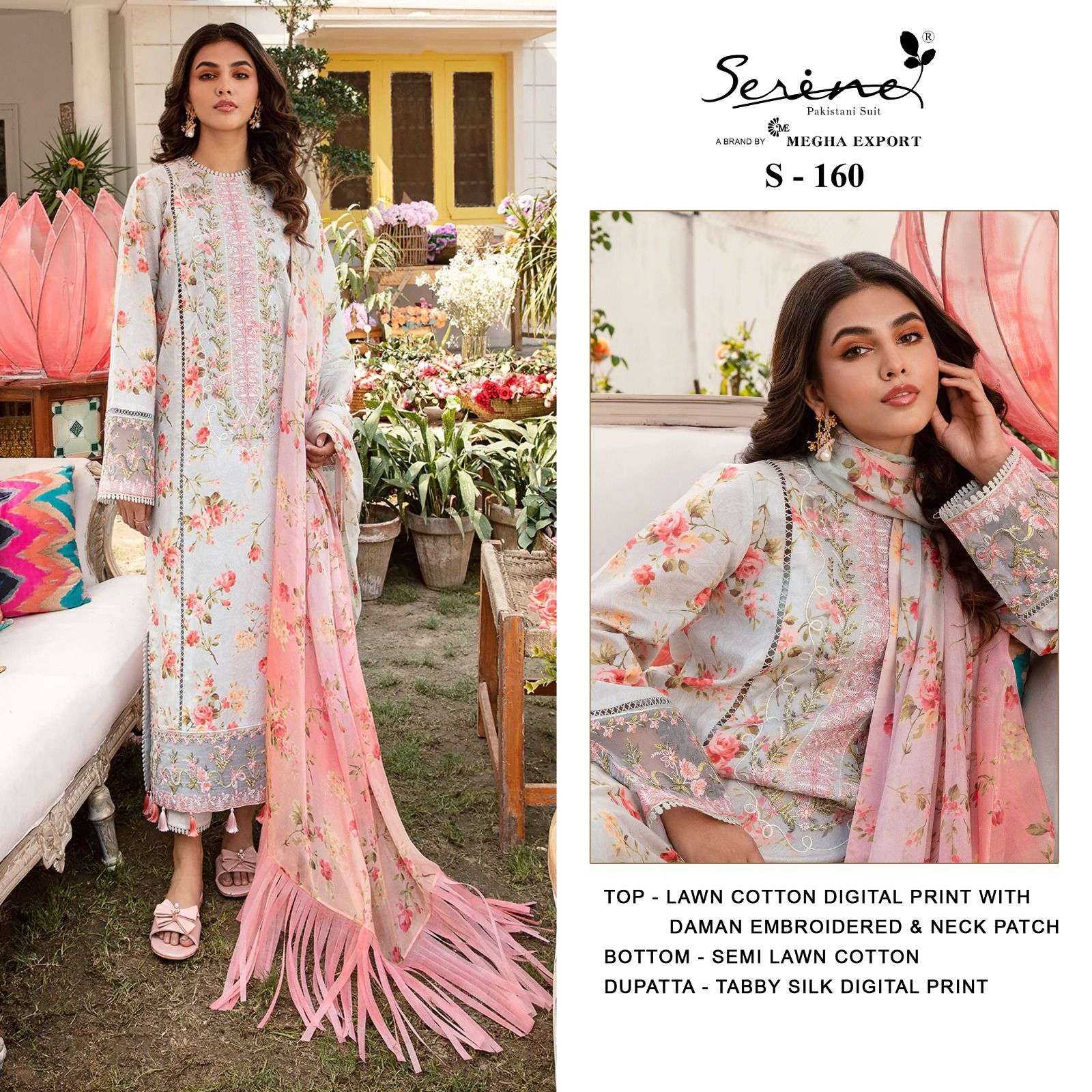 S-160 HIT DESIGN BY SERENE LAWN COTTON DIGITAL EMBRODERY PAKISTANI DRESS