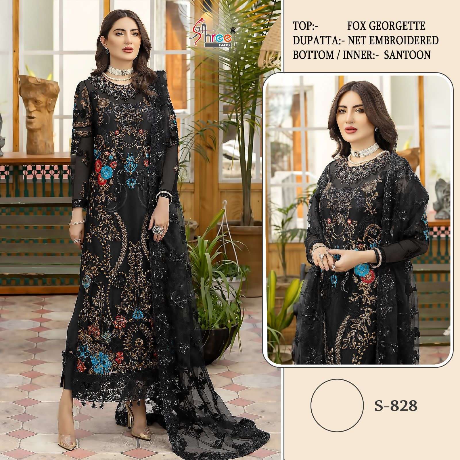 S-828 HIT DESIGN BY SHREE FABS FAUX GEORGETTE EMBROIDERY PAKISTANI DRESSES