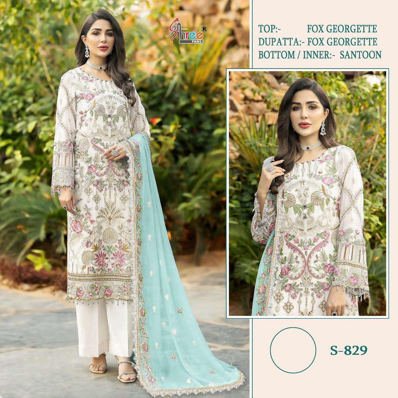 S-829 COLOURS BY SHREE FABS FAUX GEORGETTE EMBROIDERY PAKISTANI DRESSES