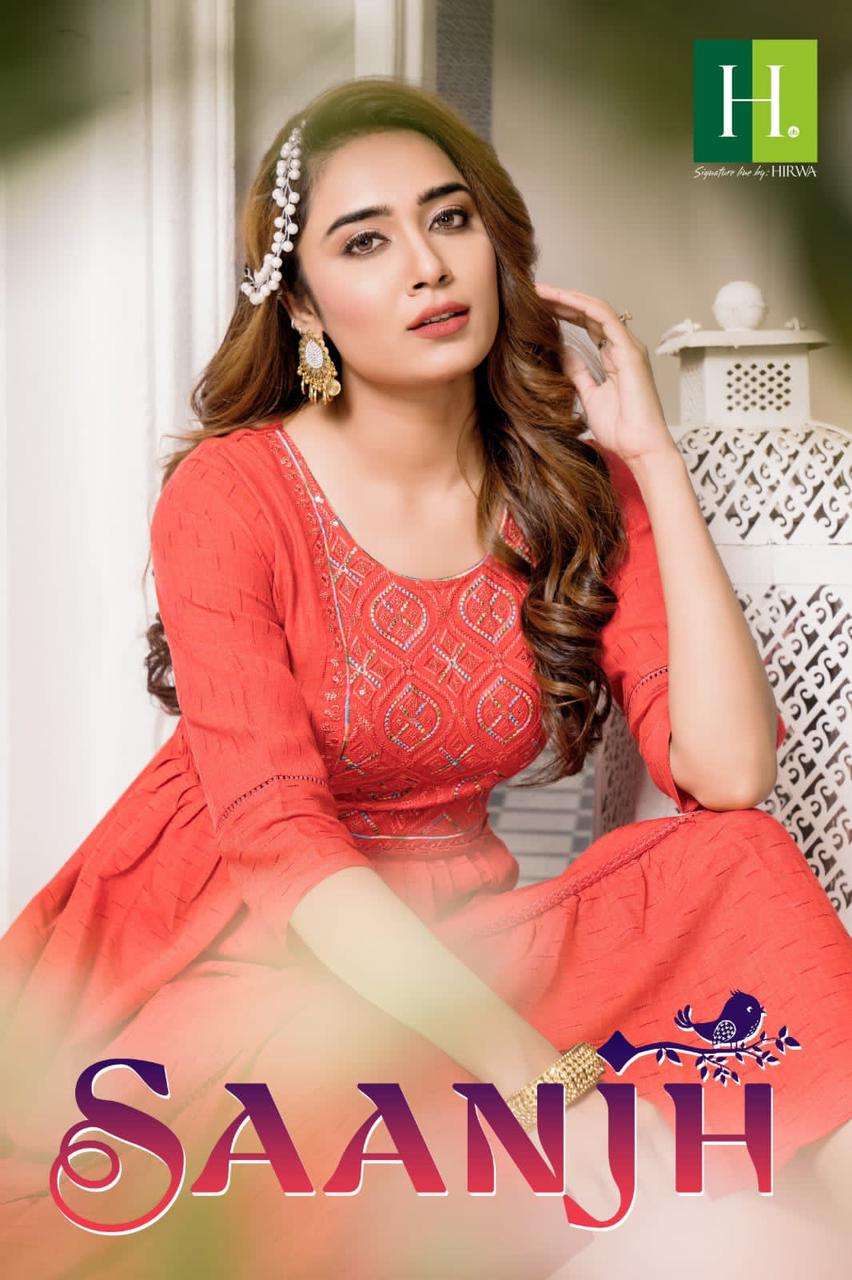 SAANJH BY H DOT 101 TO 107 SERIES DESIGNER VISCOSE PRINT KURTIS 