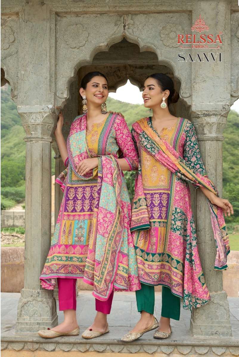 SAANVI BY RELSSA 3001 TO 3003 SERIES PURE MUSLIN EMBROIDERY DRESSES