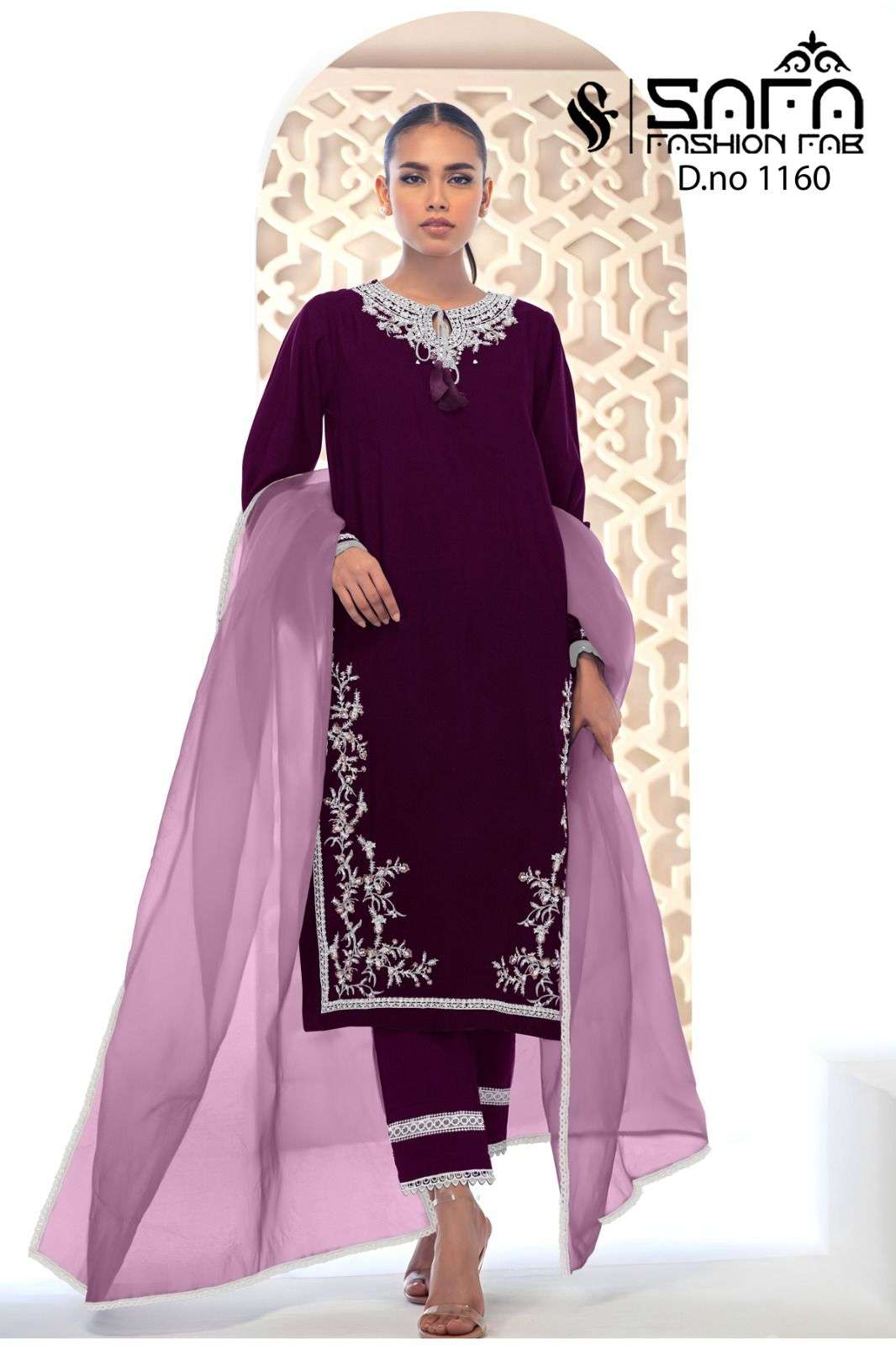 SAFA 1160 COLOURS BY SAFA FASHION FAB HEAVY VELVET WORK STITCHED DRESSES