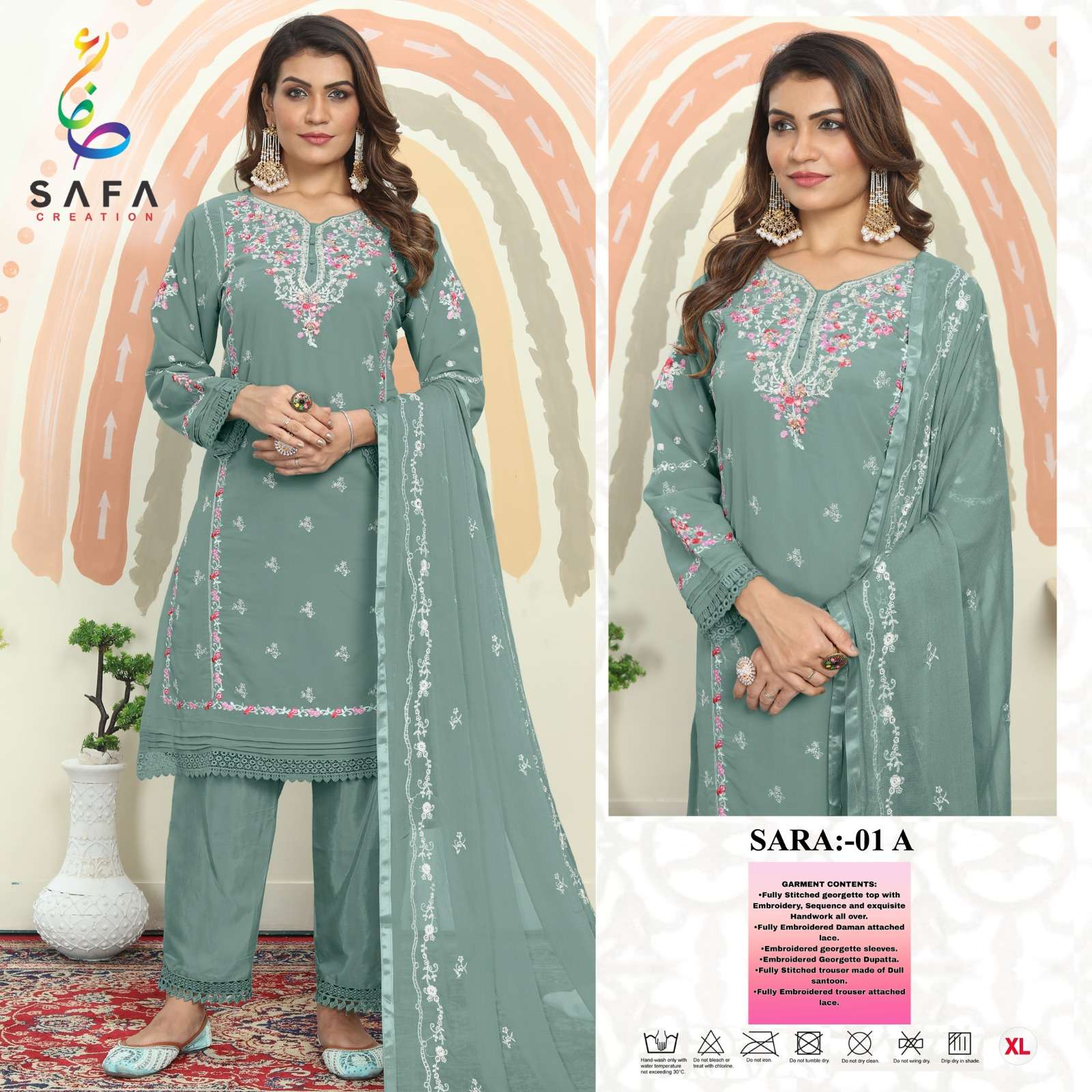 SARA 01 COLOURS BY SAFA CREATION DESIGNER FAUX GEORGETTE DRESSES