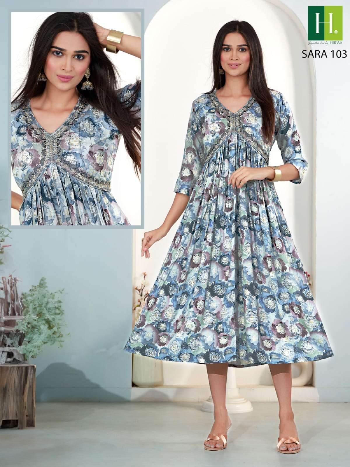 SARA BY H DOT 101 TO 106 SERIES DESIGNER RAYON PRINT KURTIS 