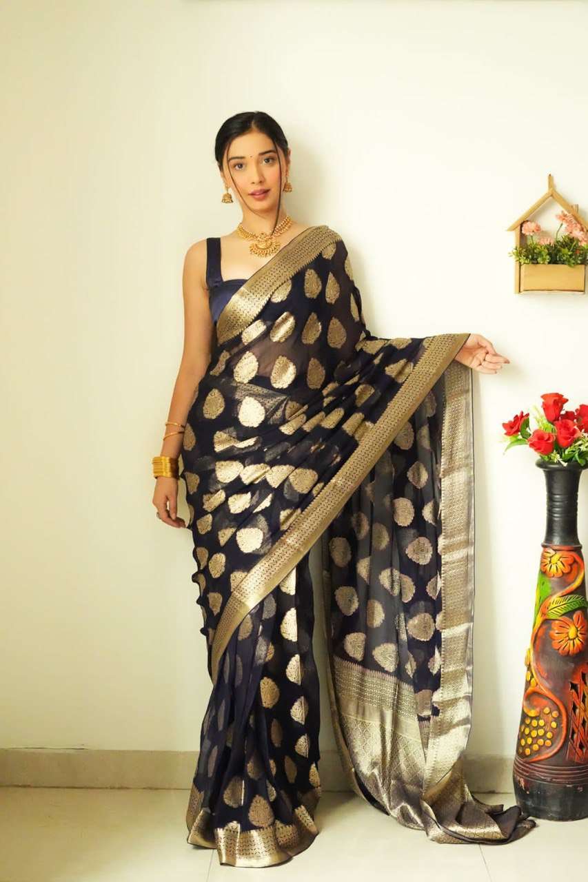 SC 139 BLACK BY ASLIWHOLESALE DESIGNER SOFT READY SILK SAREES