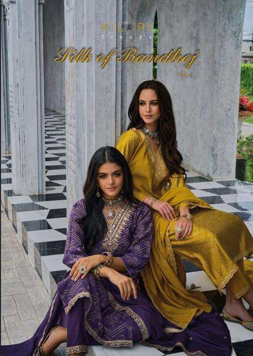 SILK BANDHEJ VOL-2 BY KILORY TRENDZ 721 TO 728 SERIES VISCOSE WORK DRESSES