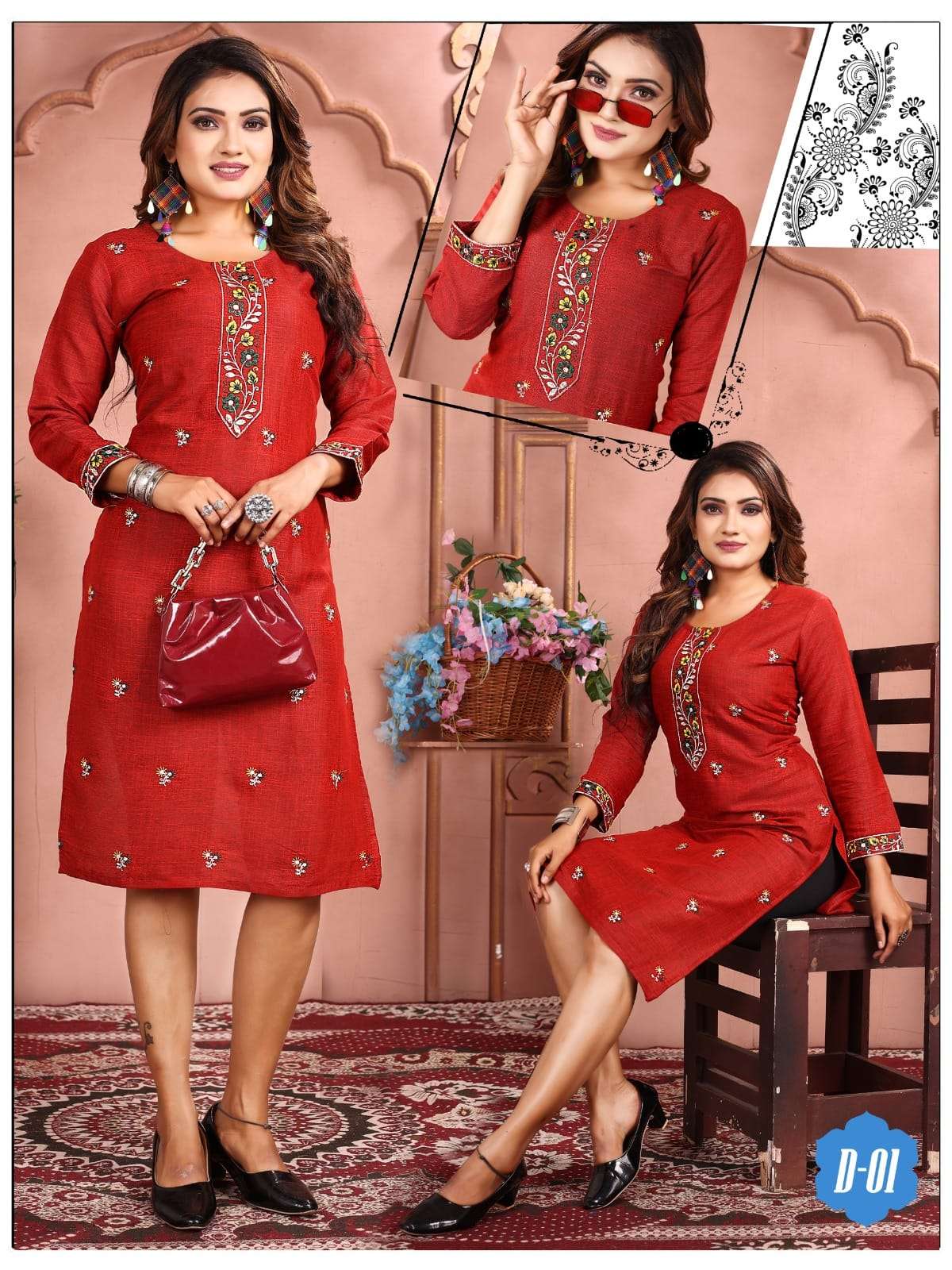 SIMONA BY KINTI 101 TO 108 SERIES FANCY TWO TONE KURTIS 