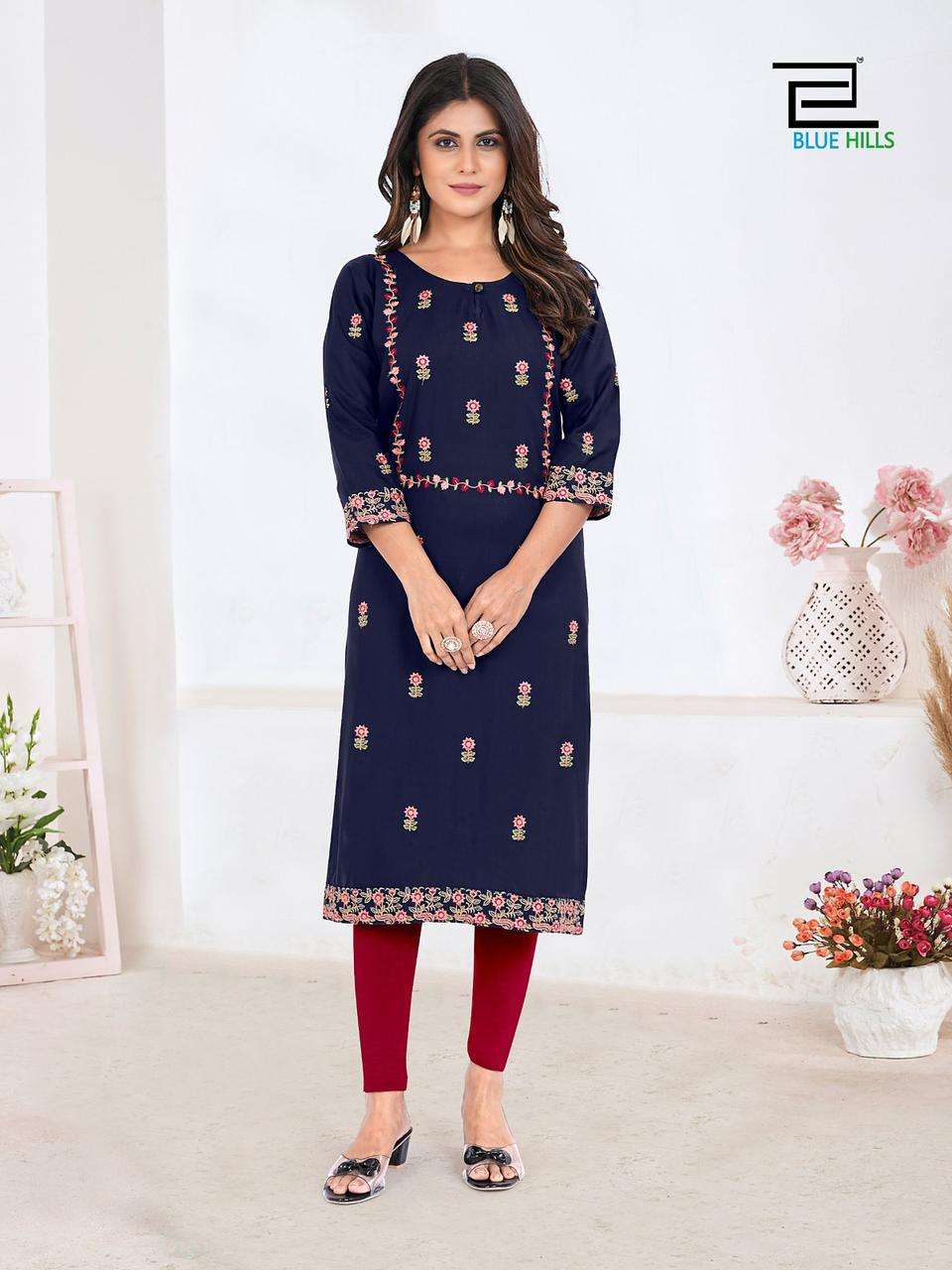 SITA RAMAN BY BLUE HILLS 1001 TO 1006 SERIES RAYON EMBROIDERY KURTIS