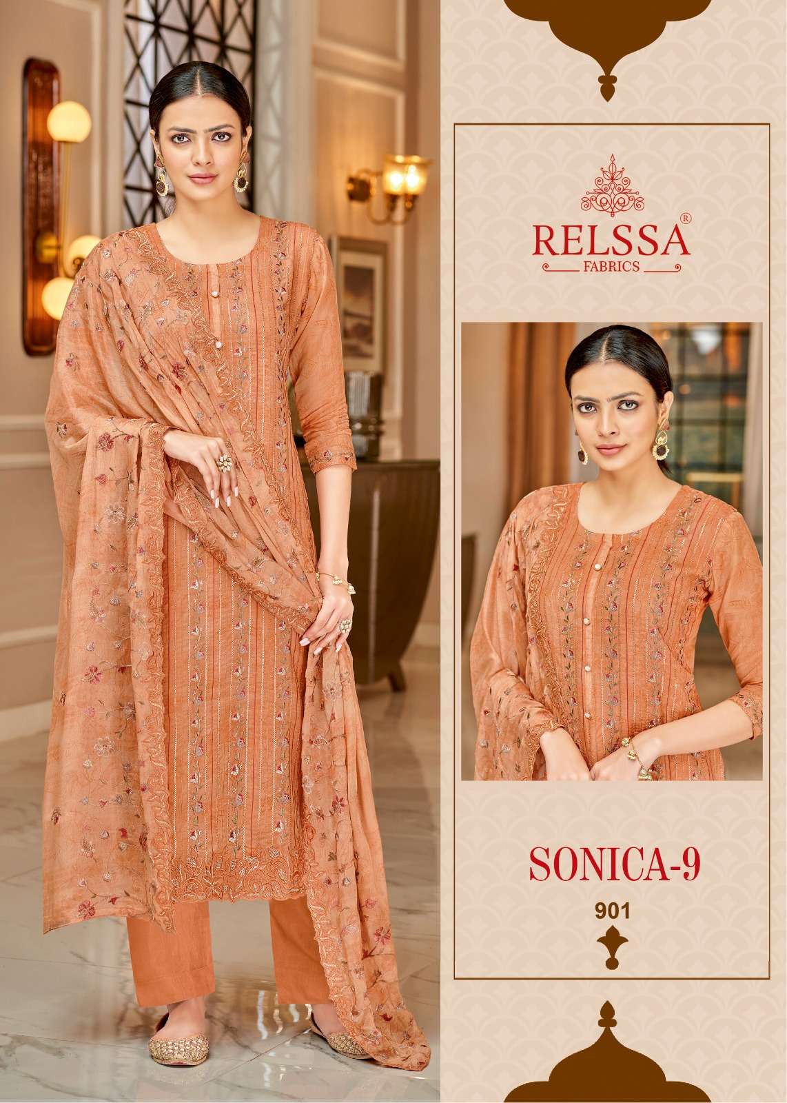 SONICA VOL-9 BY RELSSA DESIGNER HEAVY ORGANZA EMBROIDERED DRESSES