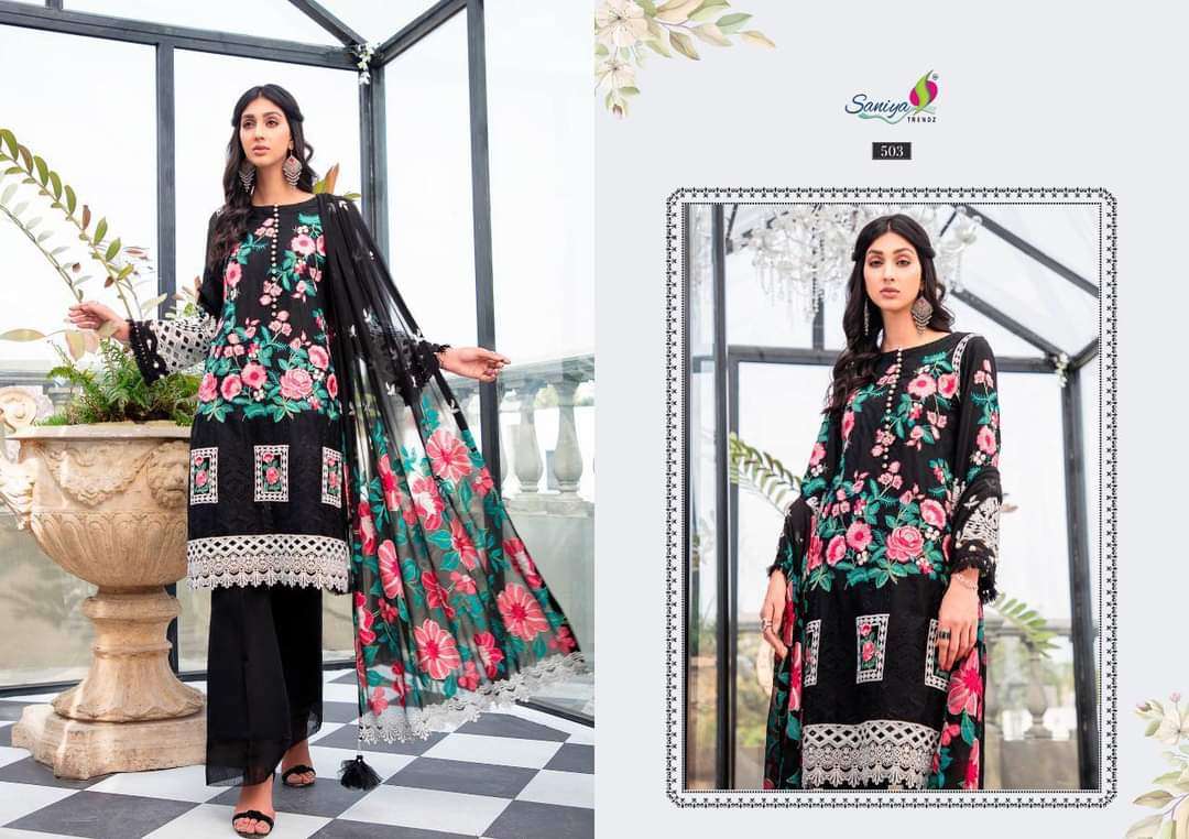 ST- SALES COLLECTION BY SANIYA TRENDZ DESIGNER CAMBRIC PAKISTANI DRESSES