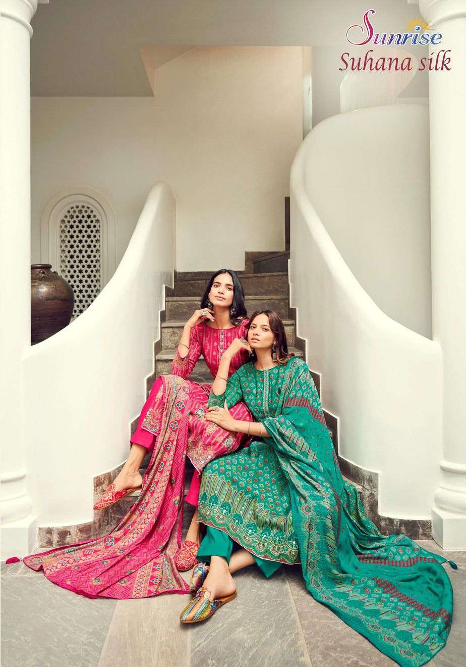 SUAHANA SILK BY SUNRISE 1001 TO 1008 SERIES SILK EMBROIDERY DRESES