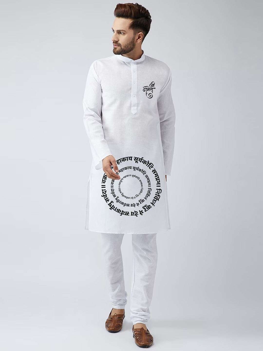 SWARA GANESH CHATURTHI BY ASLIWHOLESALE SEMI COTTON MENS KURTAS WITH PAJAMA