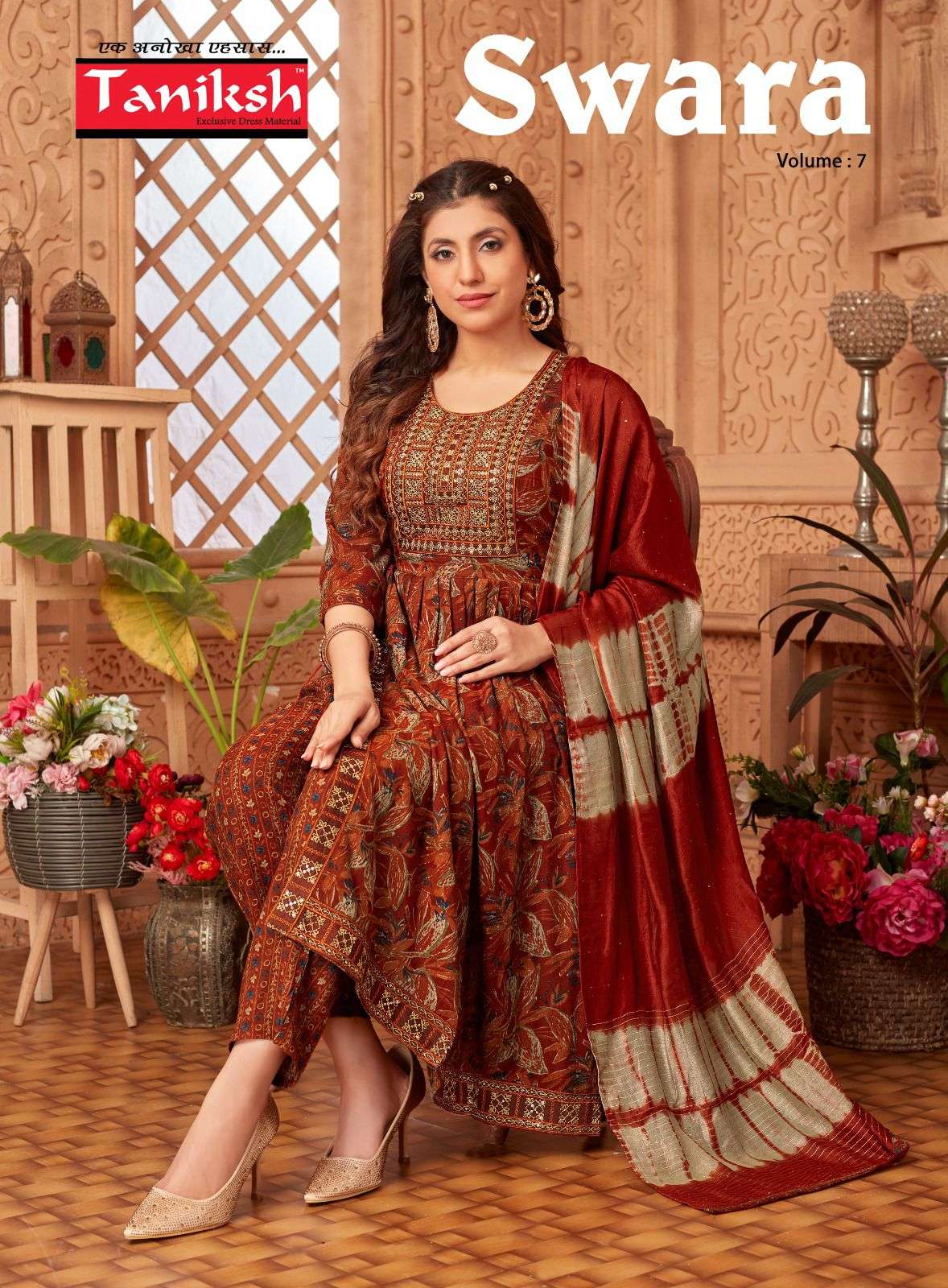 SWARA VOL-7 BY TANIKSH 101 TO 108 SERIES DESIGNER RAYON STITCHED DRESSES