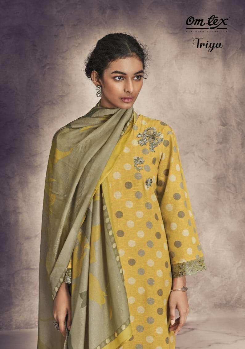 TRIYA BY OMTEX COTTON LINEN DIGITAL PRINT WITH EMROIDERY DRESSES