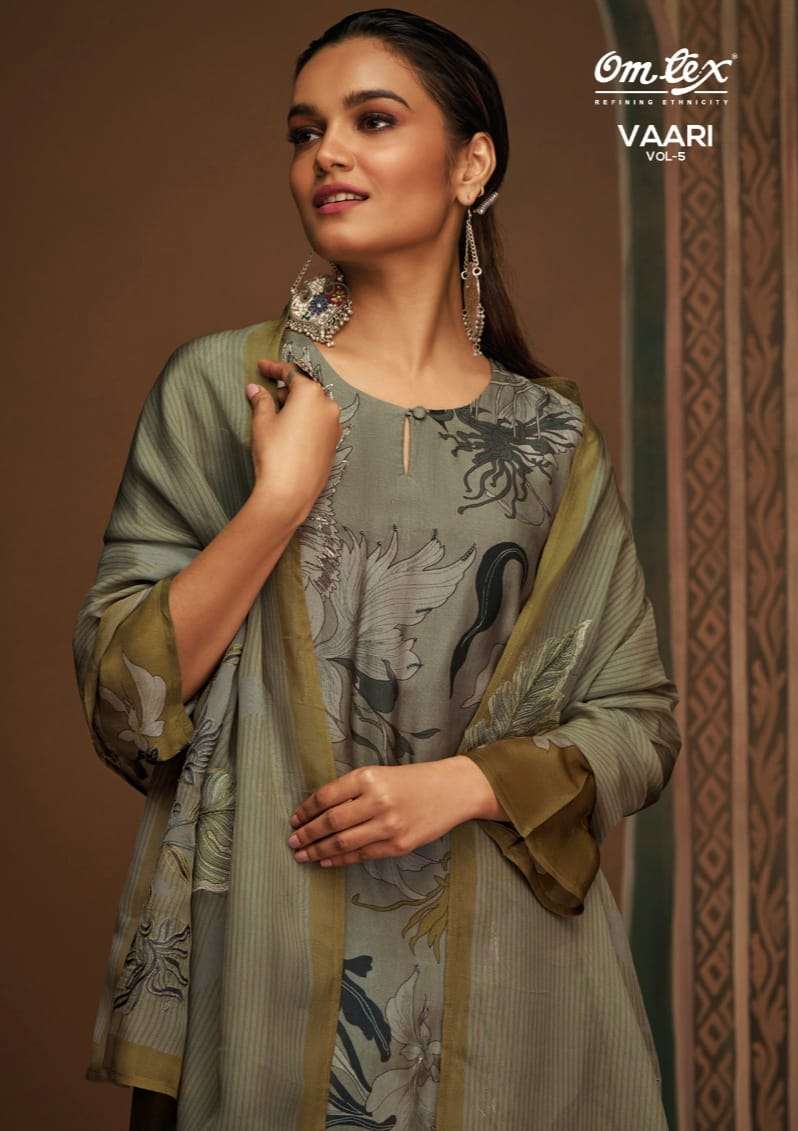 VAARI VOL-5 BY OMTEX 2561-A TO 2563-D SERIES MUSLIN PRINT EMROIDERY DRESSES